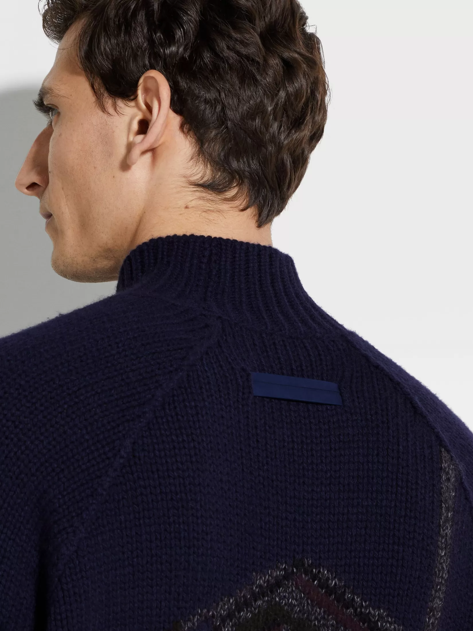 ZEGNA Sweaters<Ink Blue Cashmere Mohair and Silk Turtleneck InkBlue