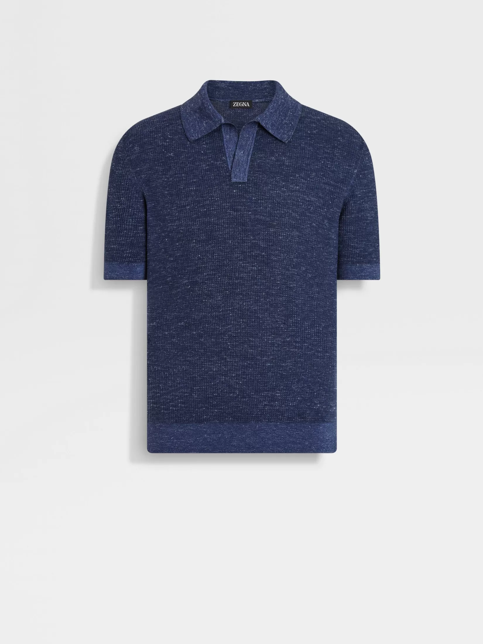 ZEGNA Polo Shirts | Sweaters<Ink Blue Mélange Silk Cashmere and Linen Polo Shirt InkBlueMélange