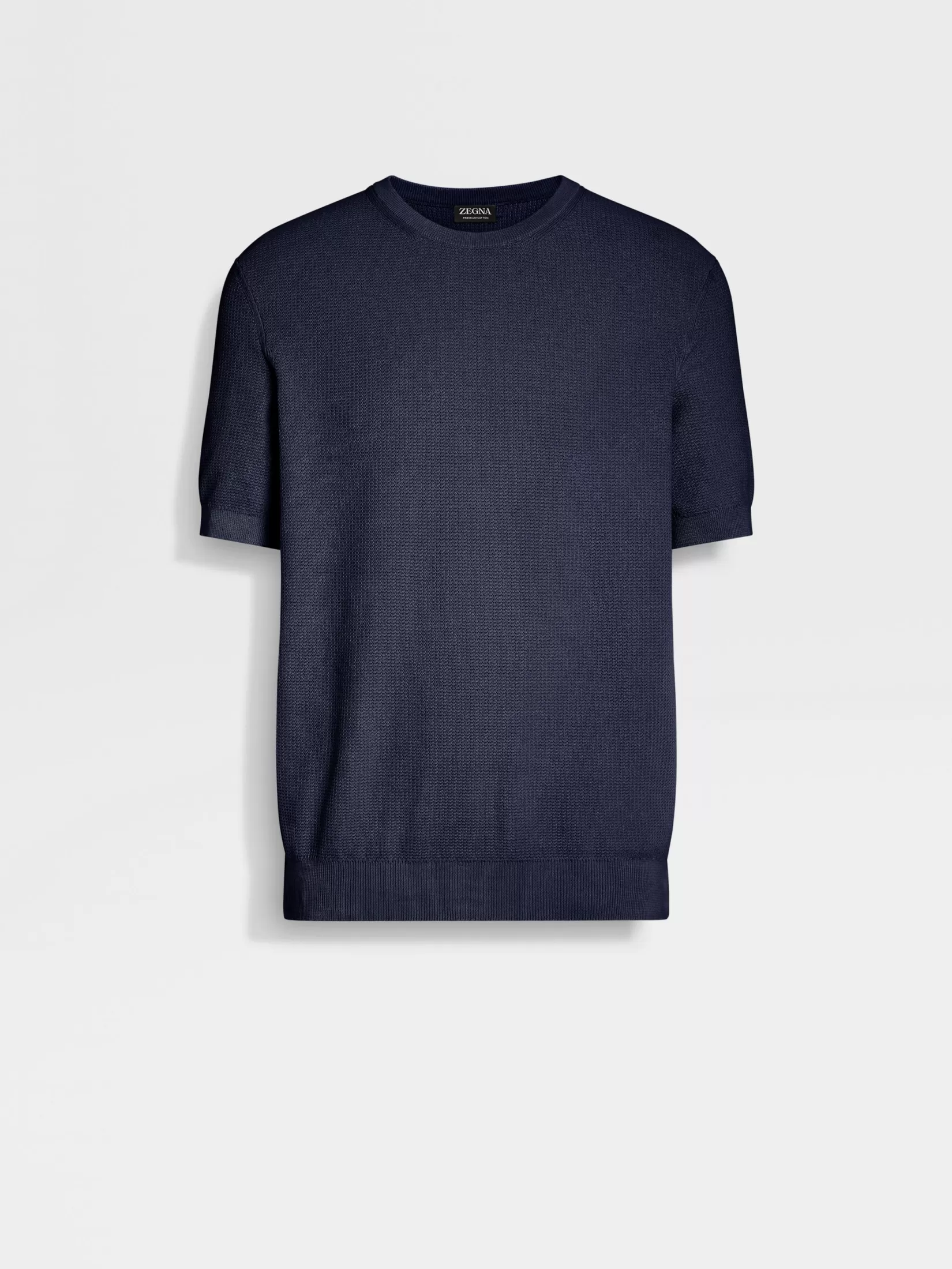 ZEGNA T-Shirts | Sweaters<Ink Blue Premium Cotton Crewneck InkBlue