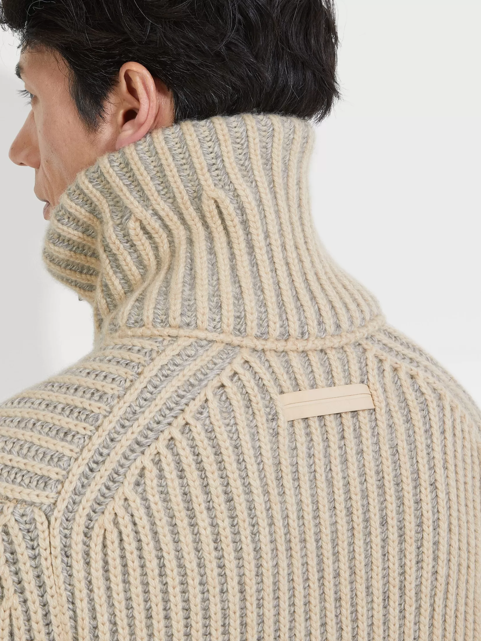 ZEGNA Sweaters<Light Beige and Grey Oasi Cashmere Turtleneck LightBeige/Grey