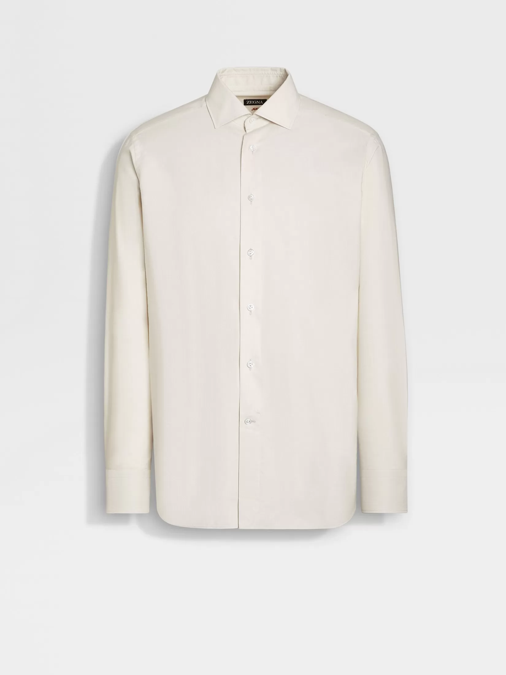 ZEGNA Shirts<Light Beige Silk Cotton and Cashmere Shirt LightBeige