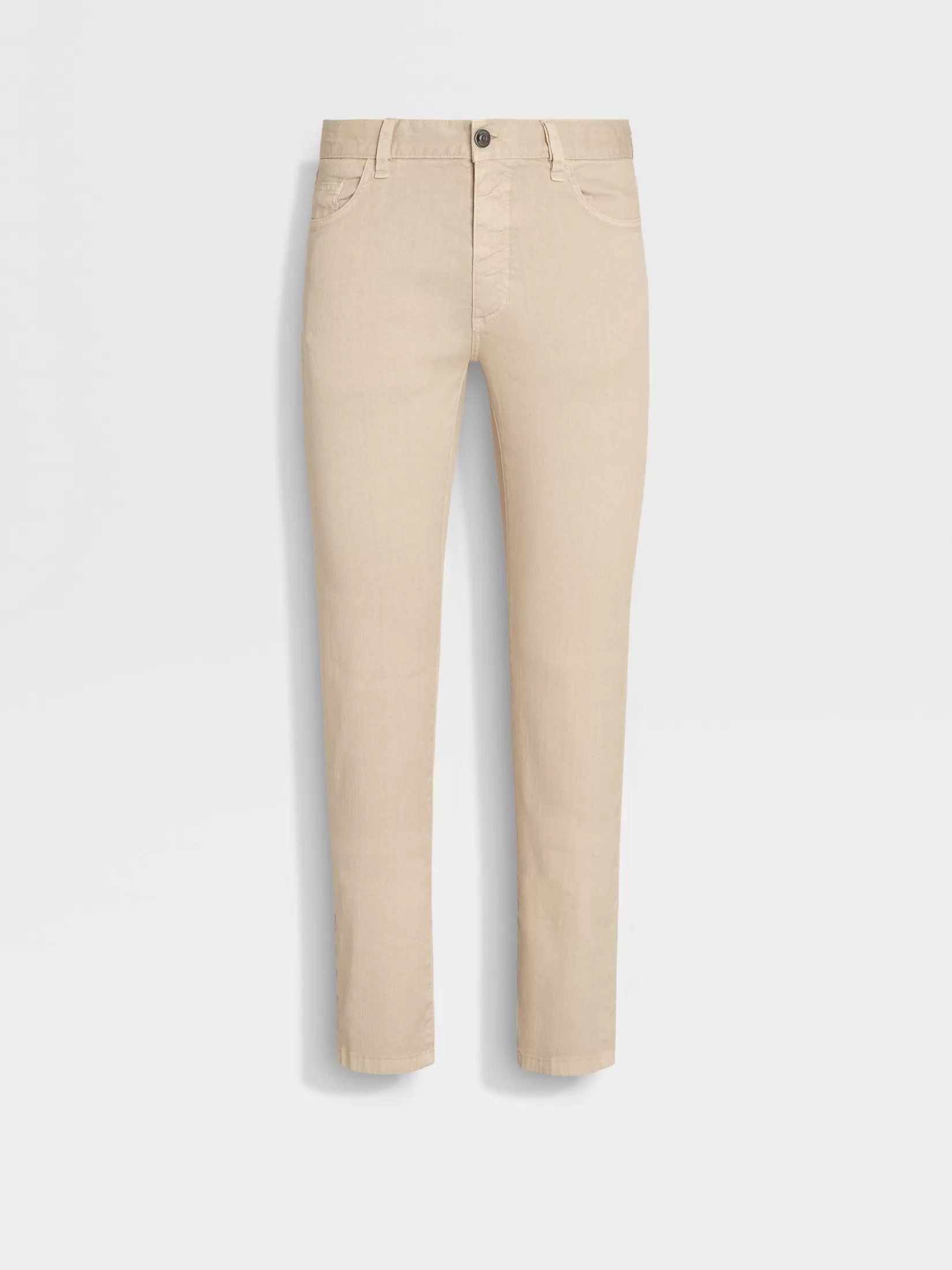 ZEGNA Jeans<Light Beige Stretch Linen and Cotton Roccia Jeans LightBeige