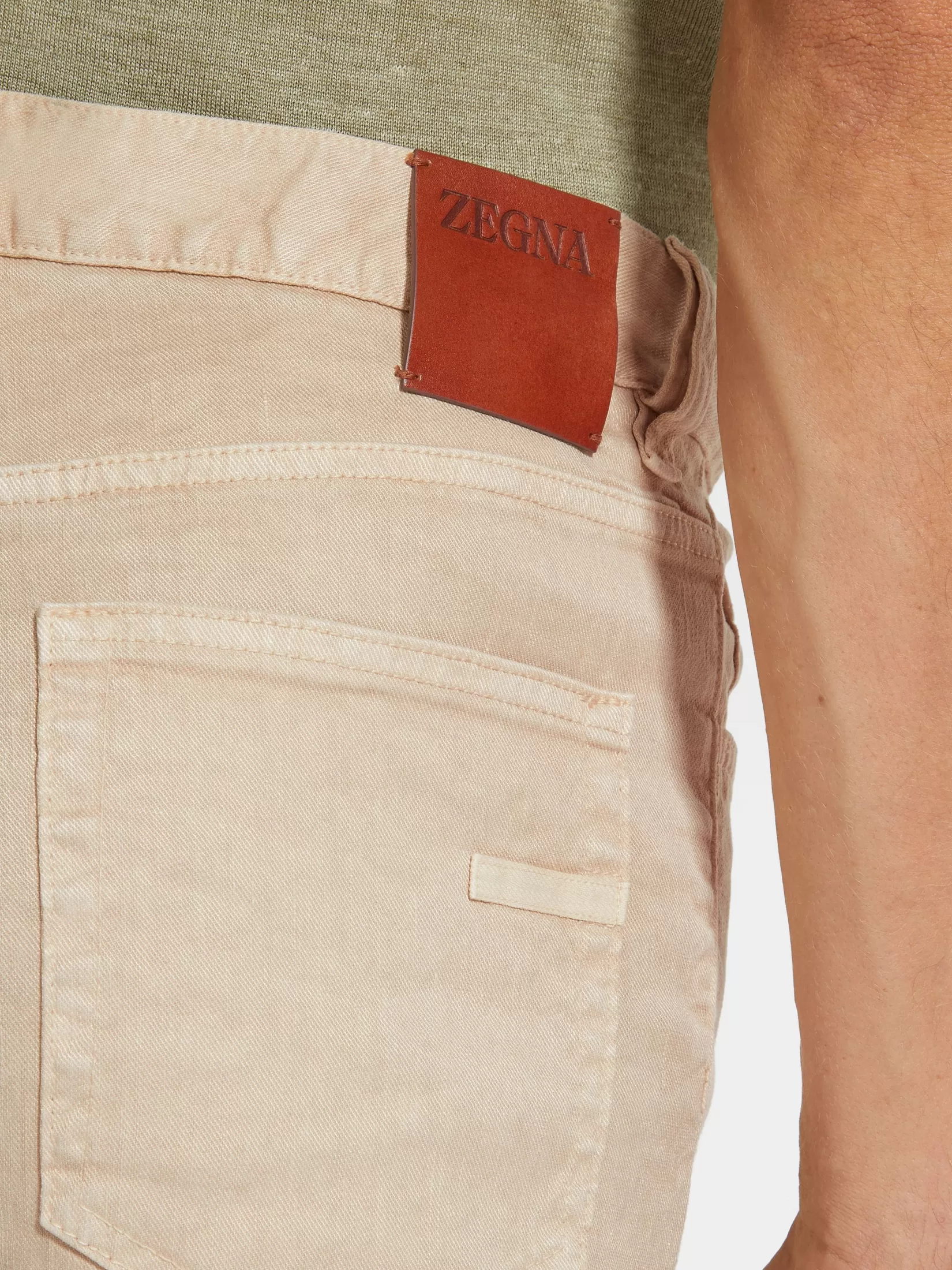 ZEGNA Jeans<Light Beige Stretch Linen and Cotton Roccia Jeans LightBeige