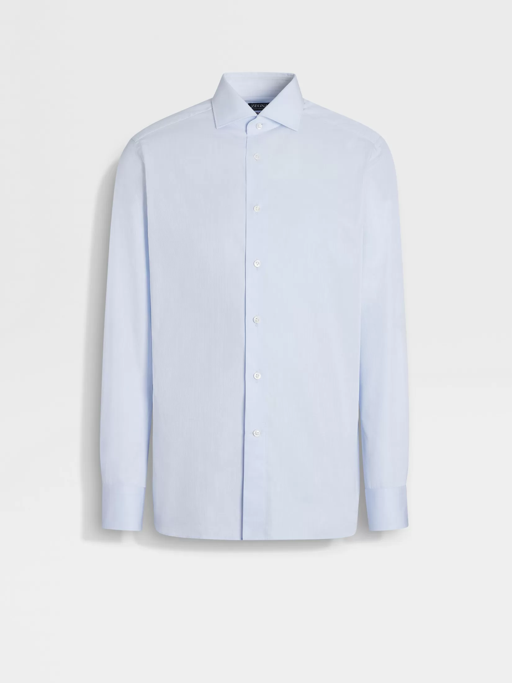 ZEGNA Shirts<Light Blue Micro-striped Centoventimila Cotton Shirt LightBlue