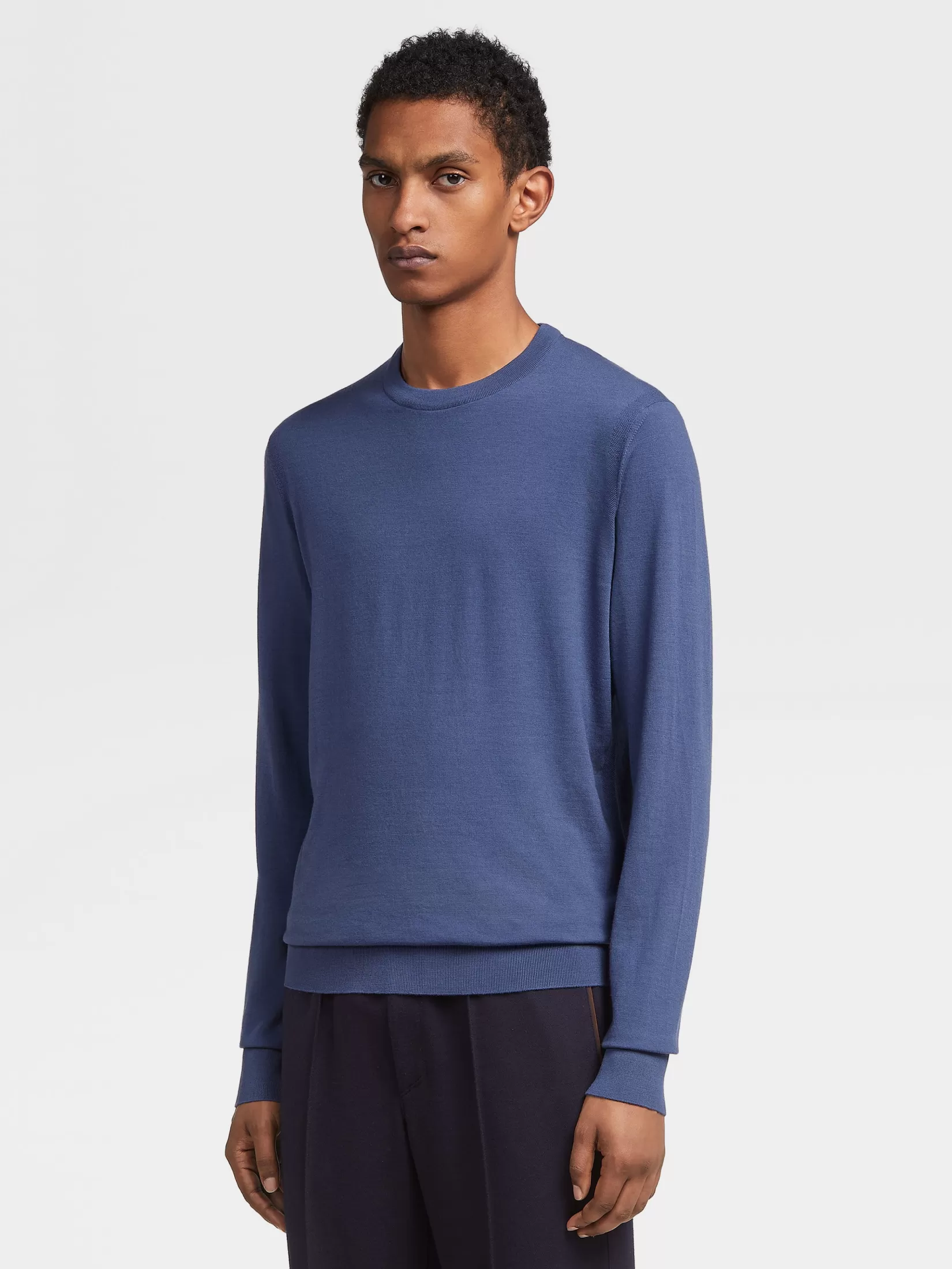 ZEGNA Sweaters<Light Blue 12milmil12 Wool Crewneck LightBlue