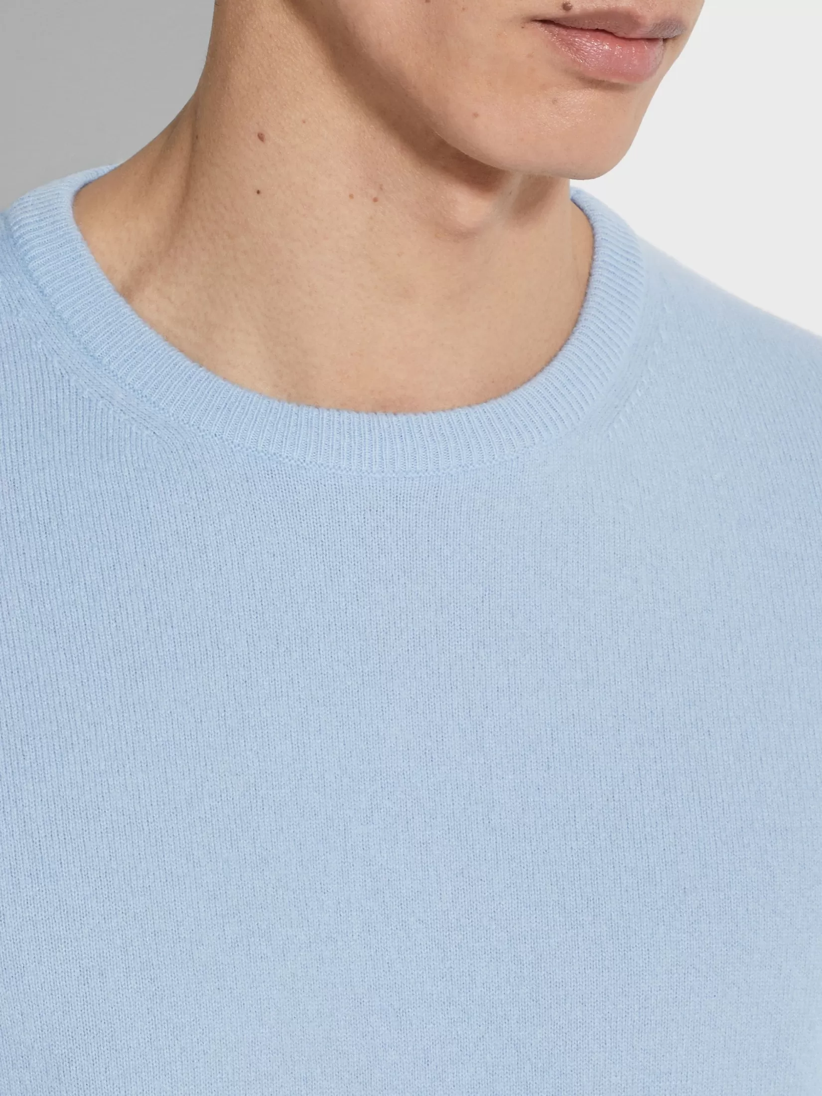 ZEGNA Sweaters<Light Blue Oasi Cashmere Crewneck LightBlue