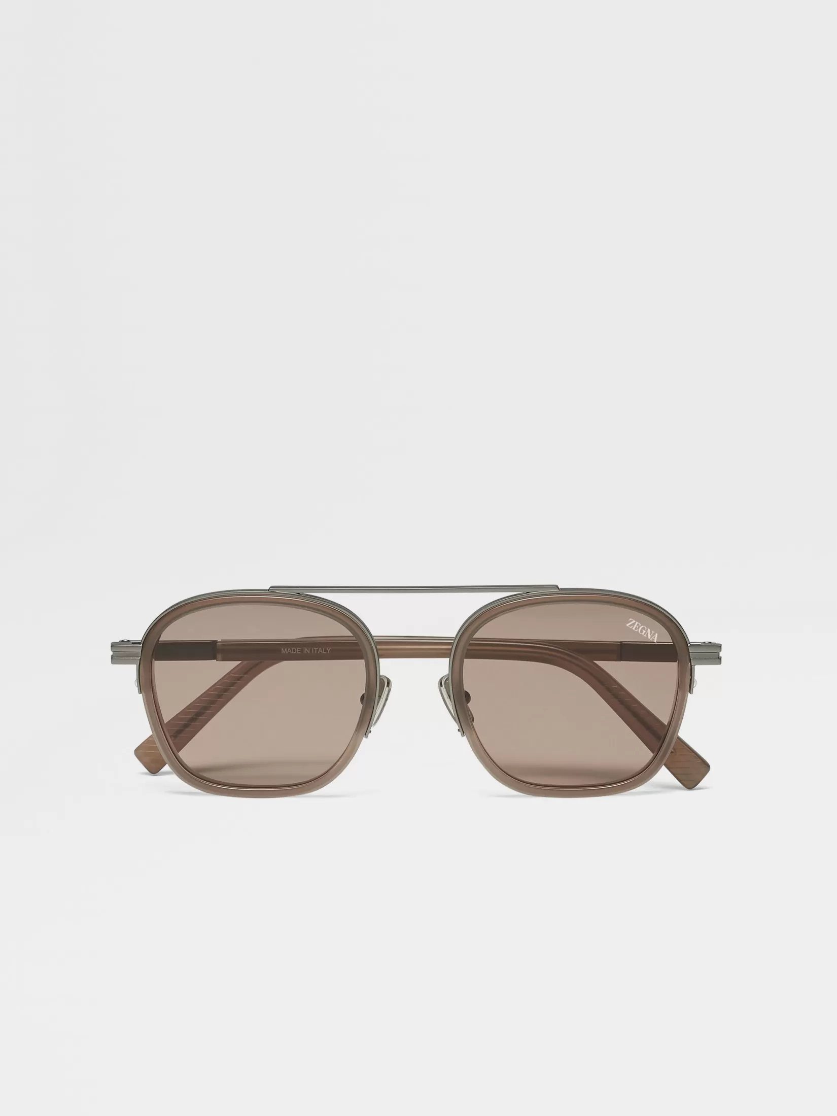 ZEGNA Resort Essentials | Small Gifts<Light Brown Orizzonte I Acetate and Metal Sunglasses LightBrown