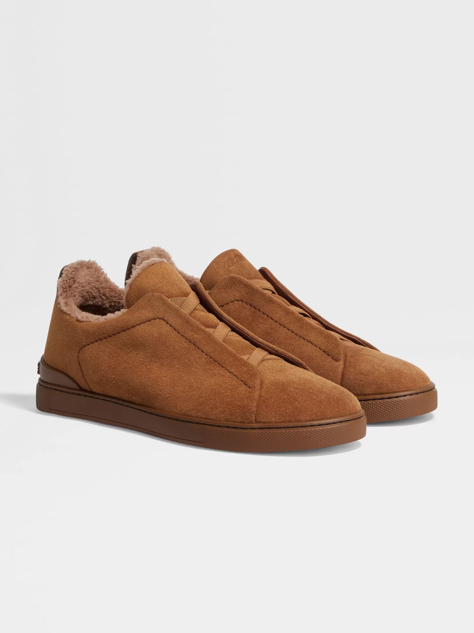 ZEGNA Sneakers<Light Brown Suede Triple Stitch™ Sneakers LightBrown