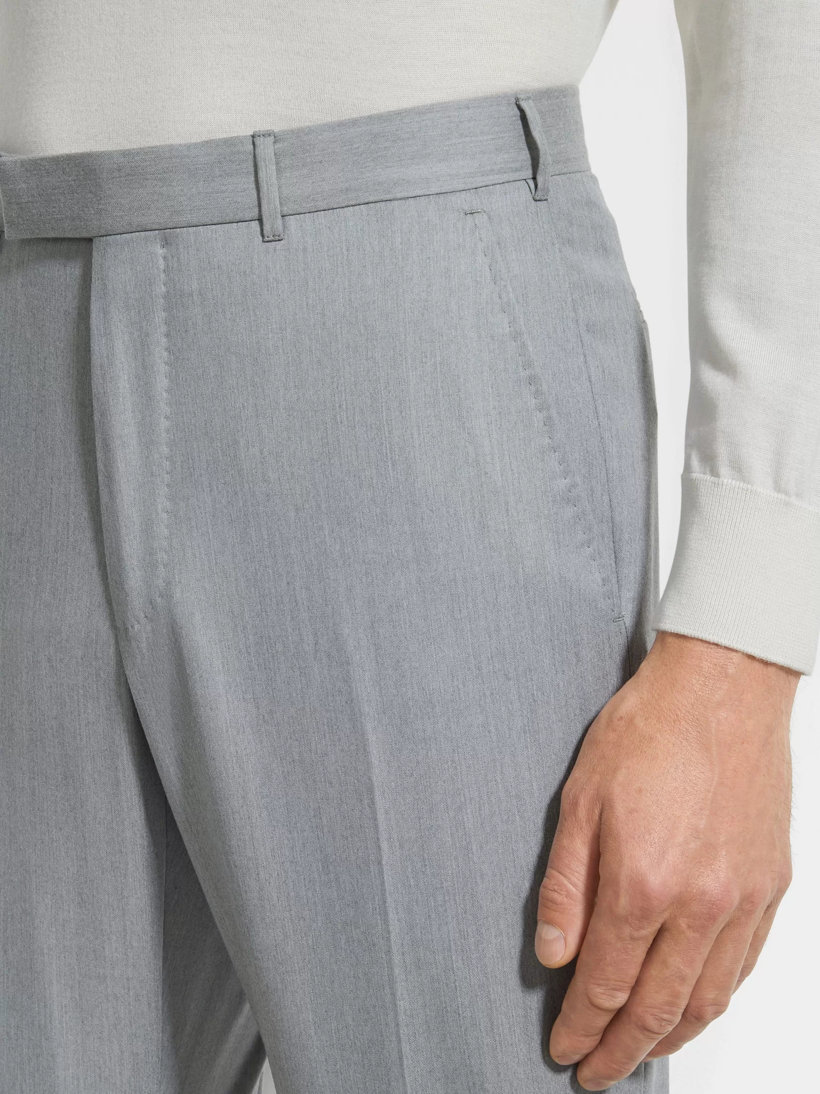 ZEGNA Pants<Light Grey Centoventimila Wool Pants LightGrey