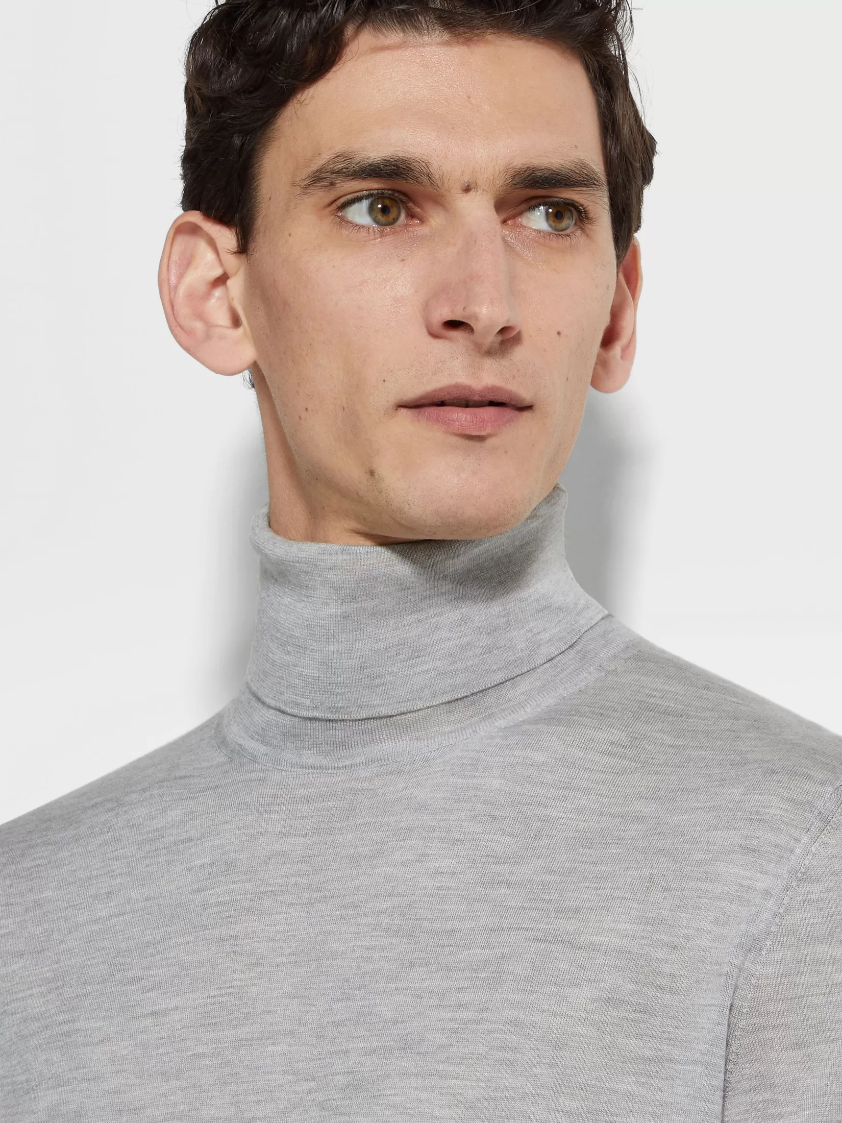 ZEGNA Sweaters<Light Grey Mélange Cashseta Turtleneck LightGreyMélange