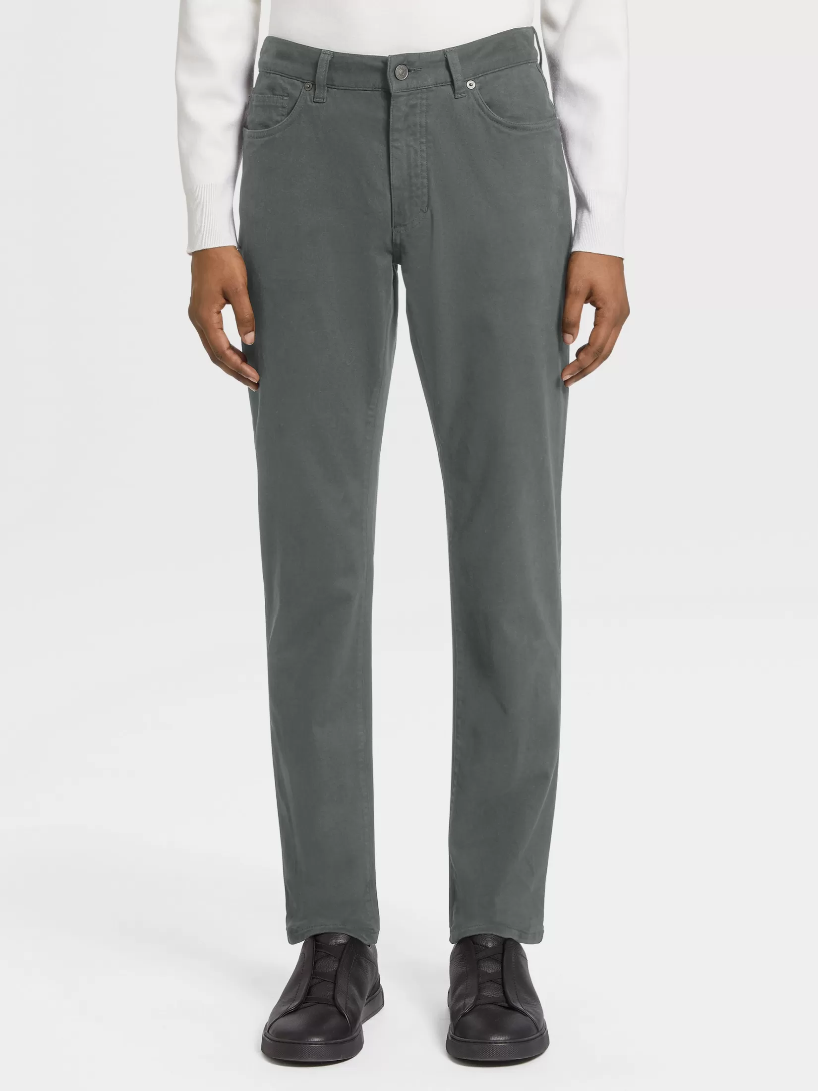 ZEGNA Jeans<Light Grey Stretch Cotton Roccia Jeans LightGrey