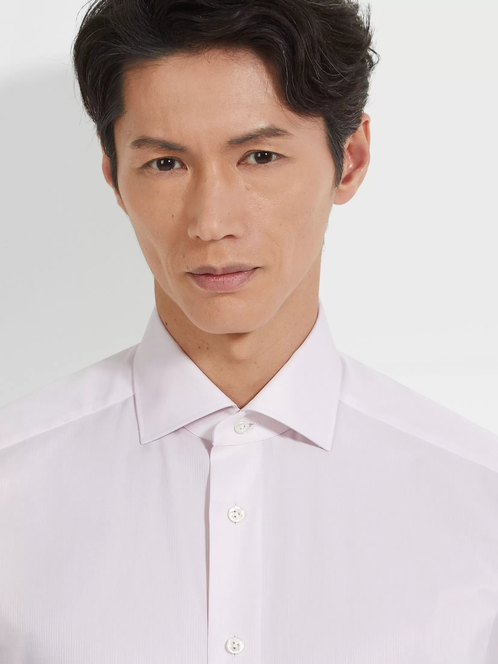 ZEGNA Shirts<Light Pink Micro-striped Centoventimila Cotton Shirt LightPink