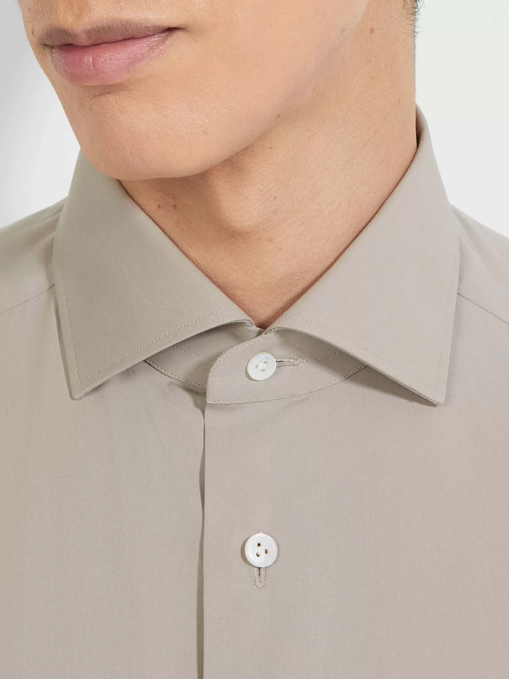 ZEGNA Shirts<Light Taupe Centoventimila Cotton Shirt LightTaupe