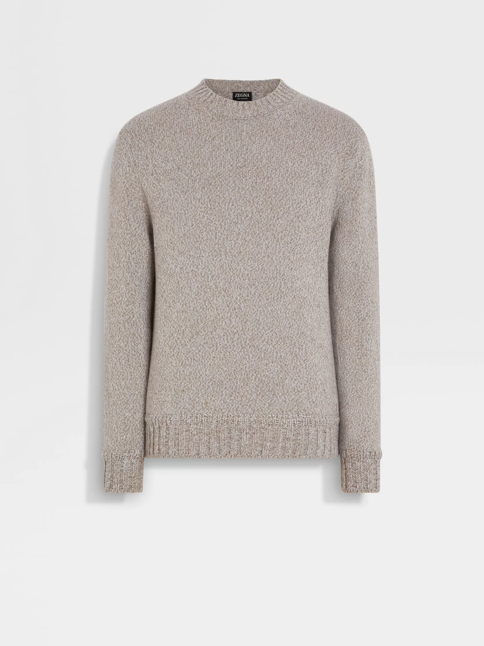 ZEGNA Sweaters<Light Taupe Mélange Oasi Cashmere Crewneck LightTaupeMélange