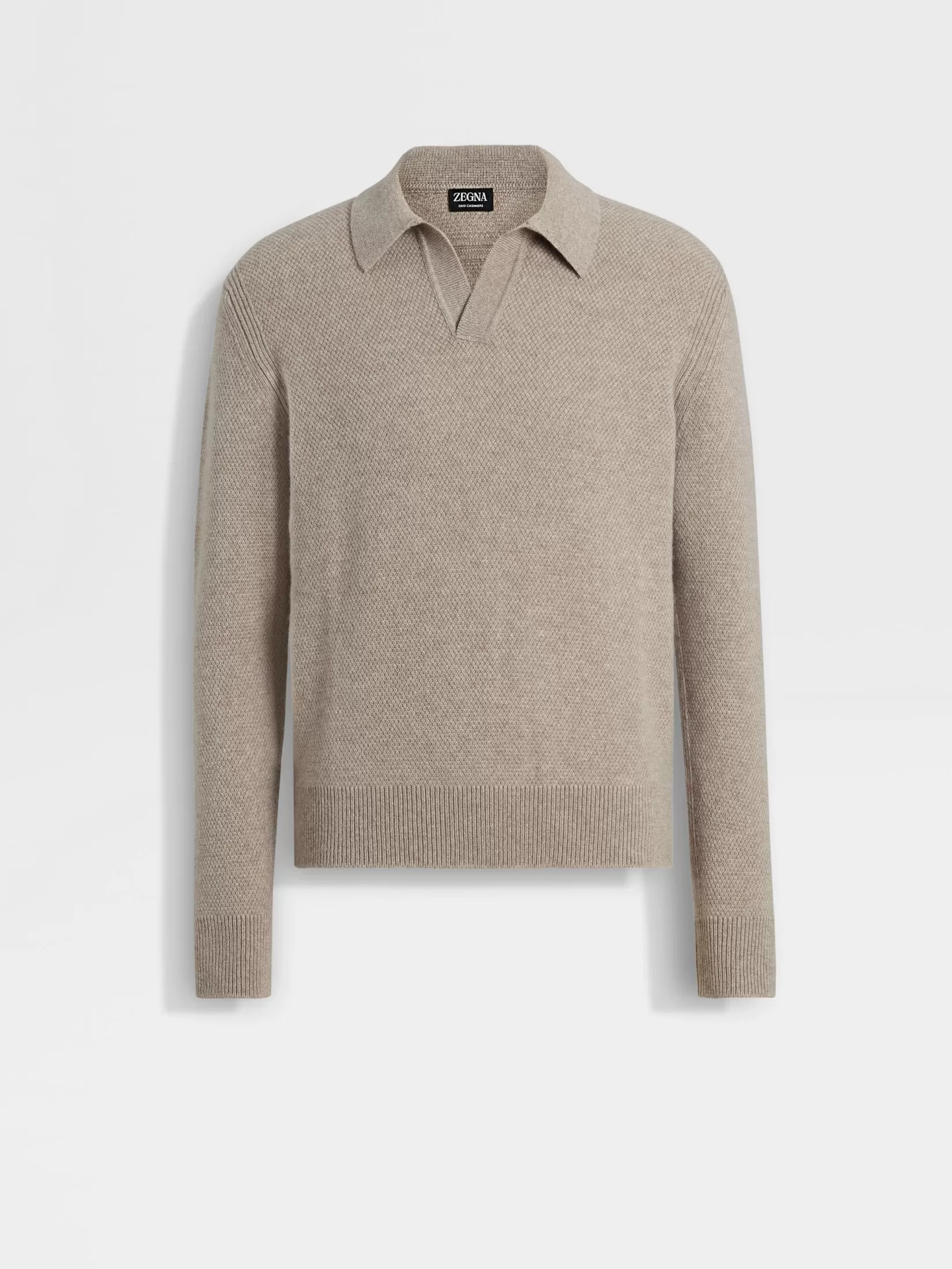 ZEGNA Polo Shirts | Sweaters<Light Taupe Mélange Oasi Cashmere Polo Shirt LightTaupeMélange