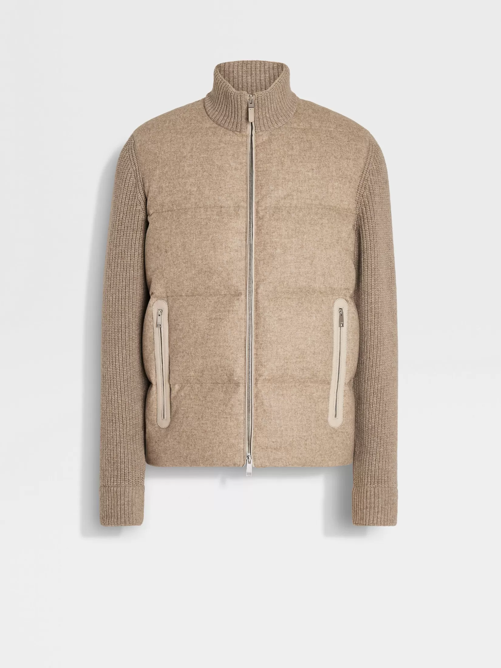 ZEGNA Down Jackets | Jackets And Coats<Light Taupe Multimélange Oasi Cashmere Full Zip Blouson LightTaupeMultimélange