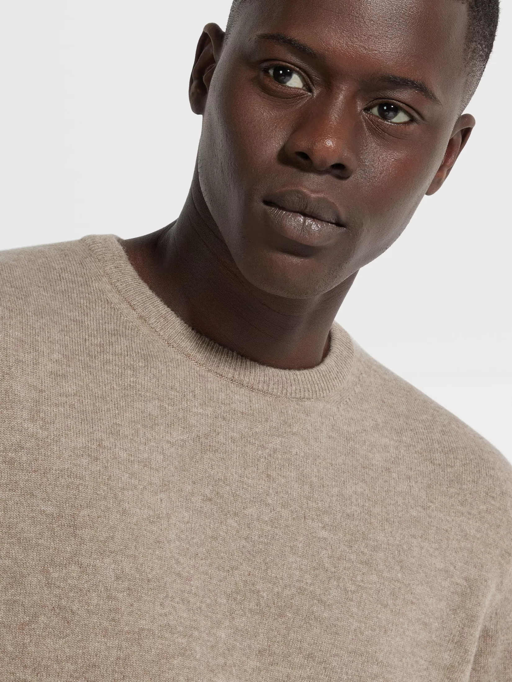 ZEGNA Sweaters<Light Taupe Oasi Cashmere Crewneck LightTaupe