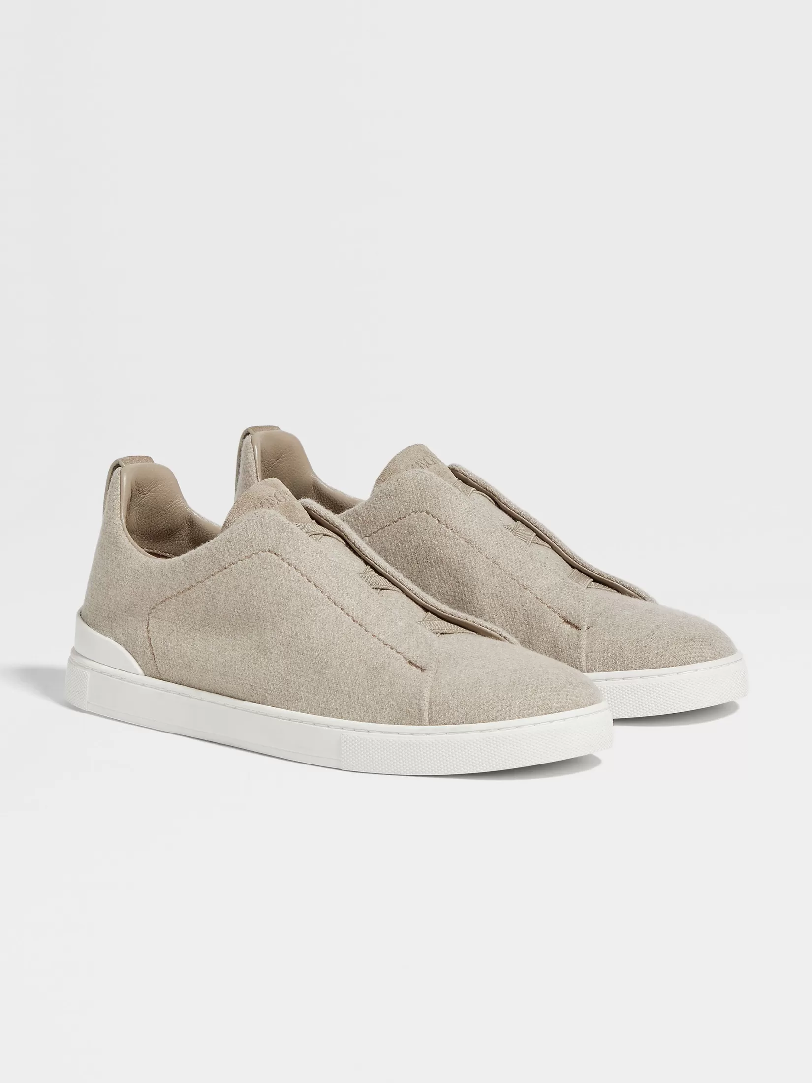 ZEGNA Sneakers<Light Taupe Oasi Cashmere Triple Stitch™ Sneakers LightTaupe