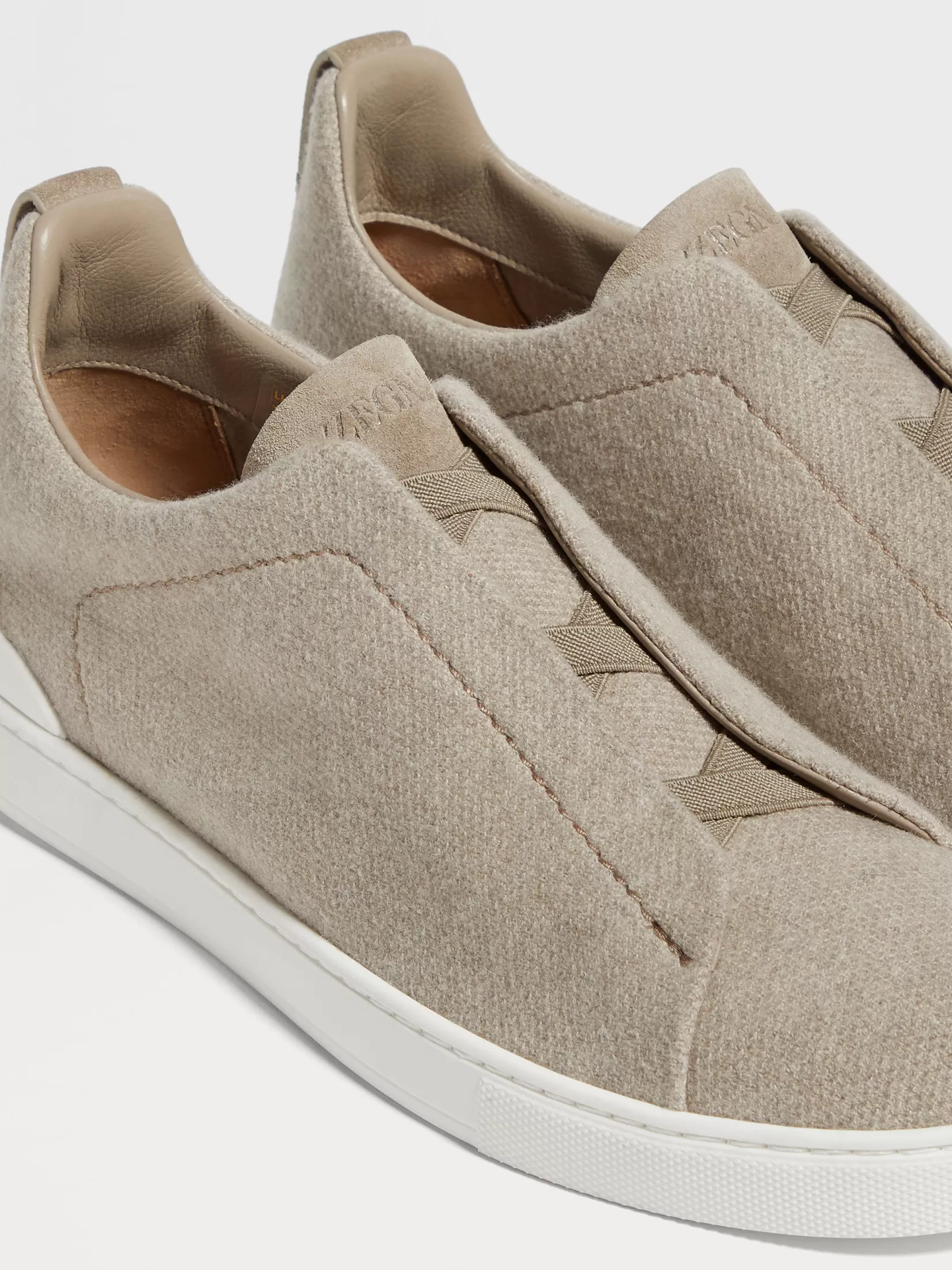 ZEGNA Sneakers<Light Taupe Oasi Cashmere Triple Stitch™ Sneakers LightTaupe