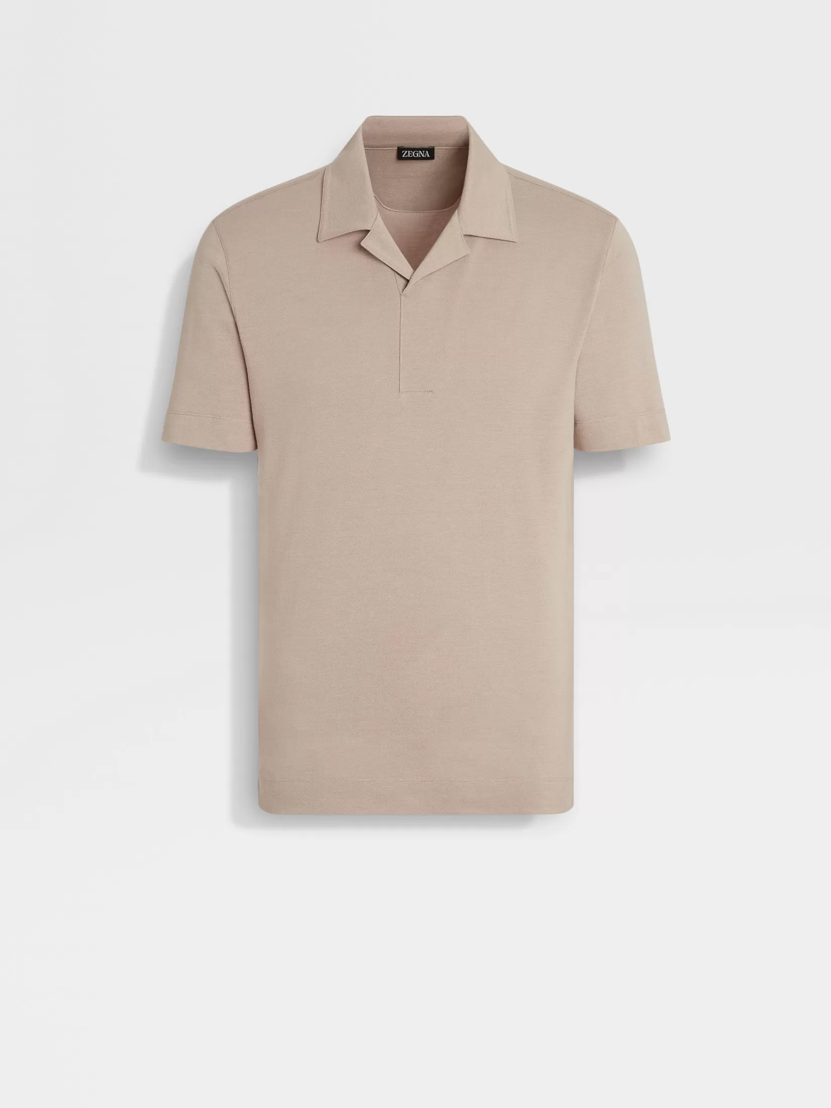 ZEGNA Polo Shirts<Light Taupe Silk and Cotton Piquet Polo Shirt LightTaupe