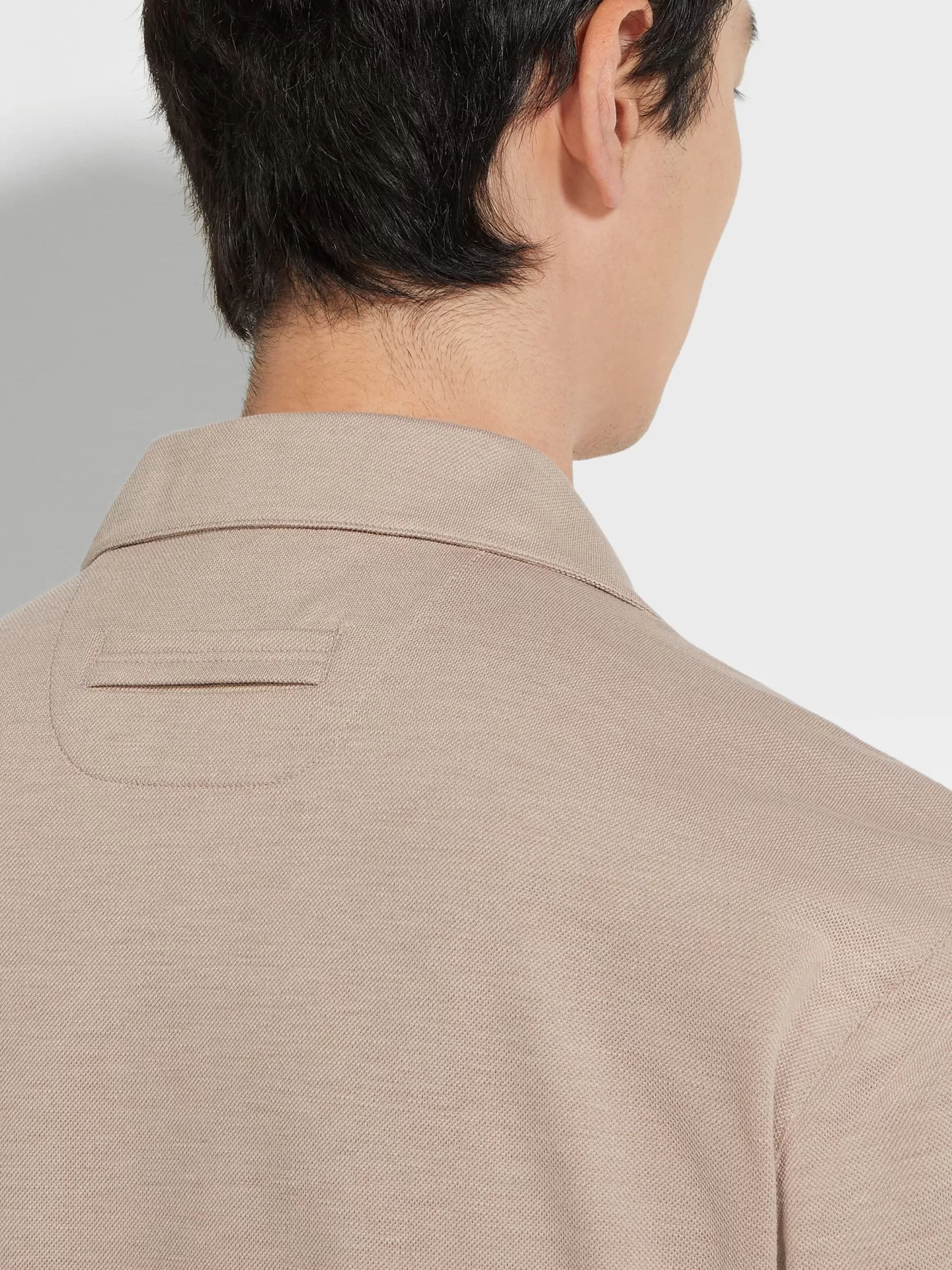 ZEGNA Polo Shirts<Light Taupe Silk and Cotton Piquet Polo Shirt LightTaupe