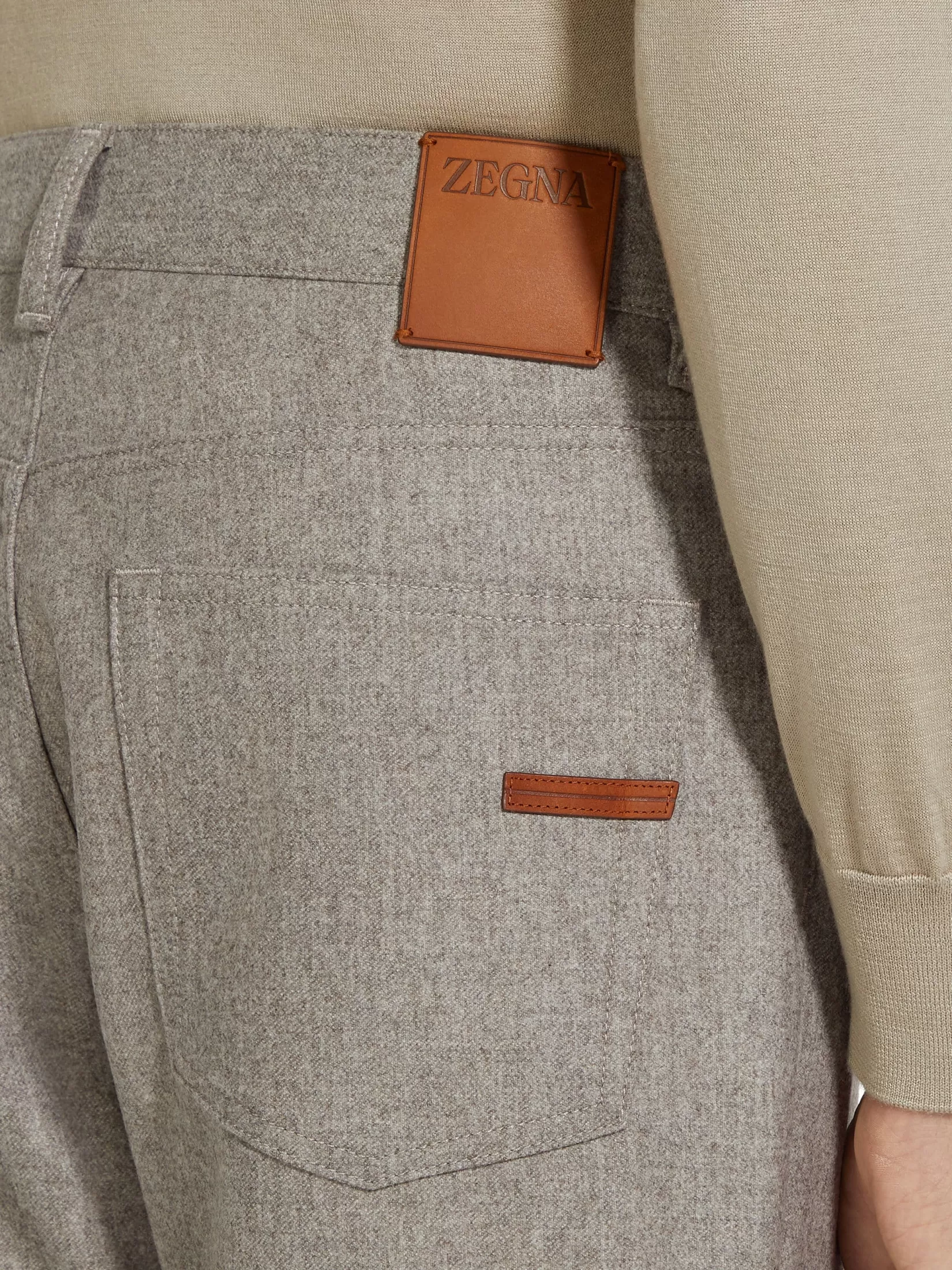 ZEGNA Jeans<Light Taupe Wool and Cashmere Roccia Pants LightTaupe