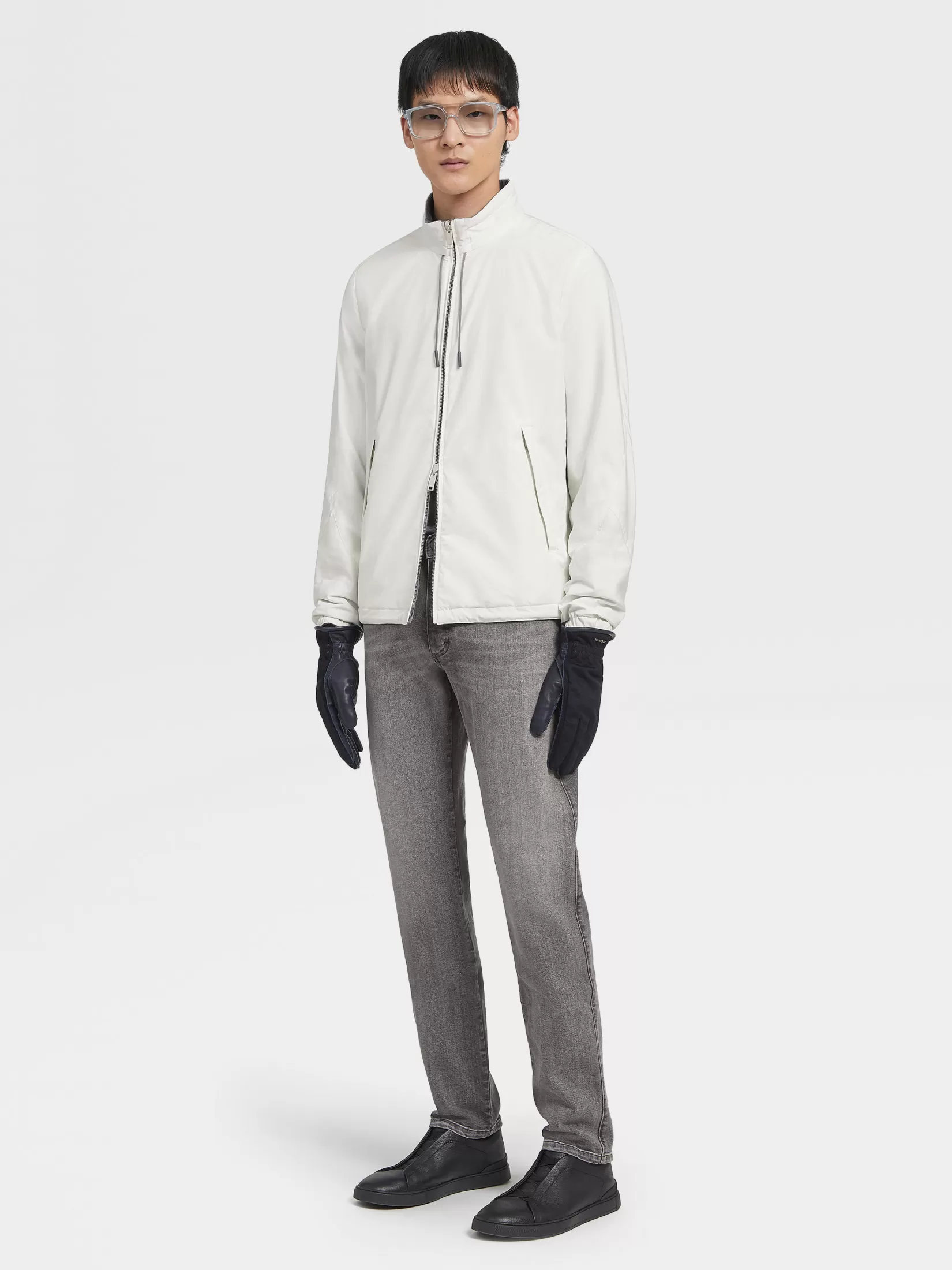 ZEGNA Jackets And Coats<Microfiber Reversible Brezza Blouson White/Grey