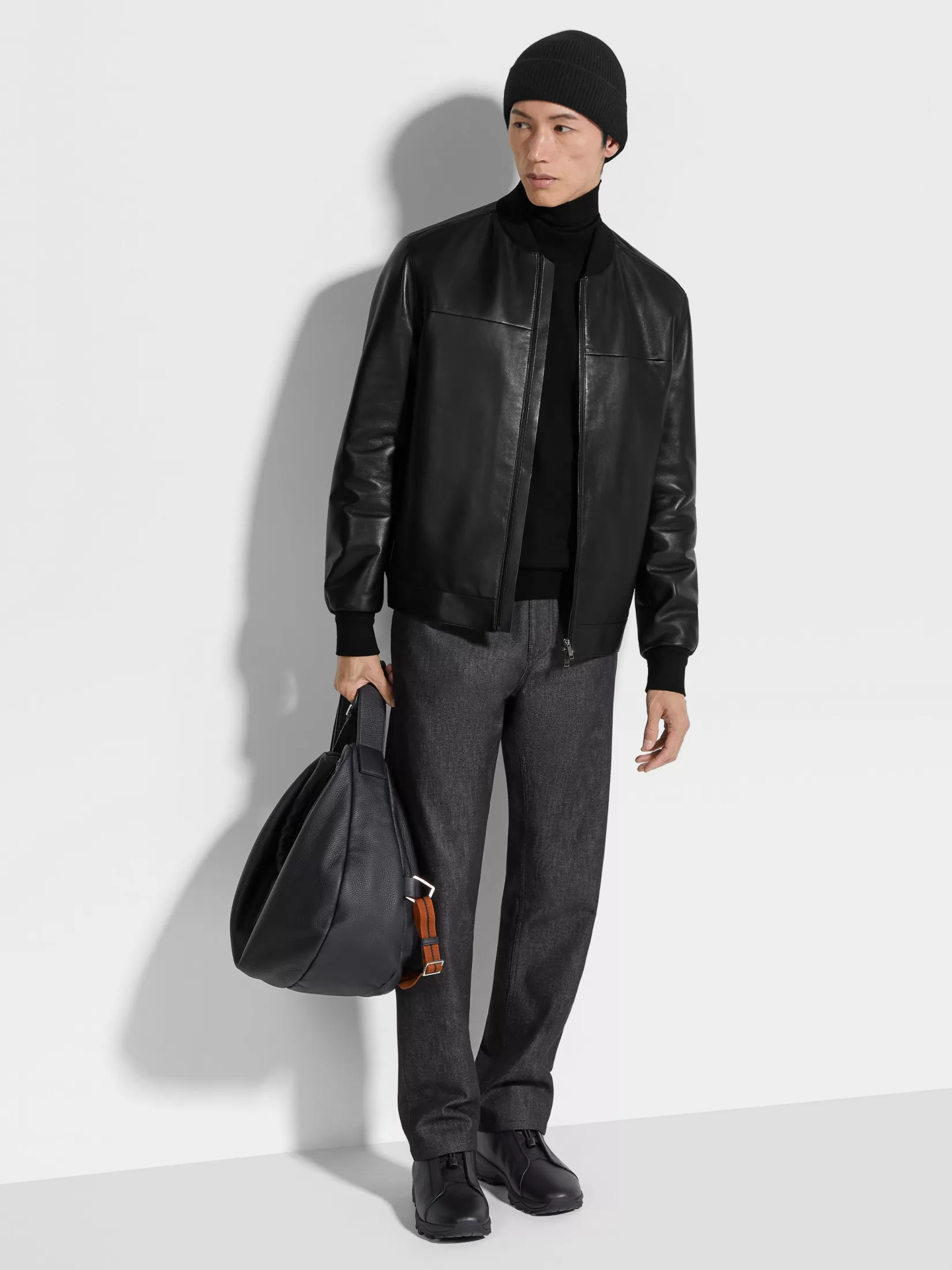 ZEGNA Jackets And Coats<Nappa Leather Bomber Black