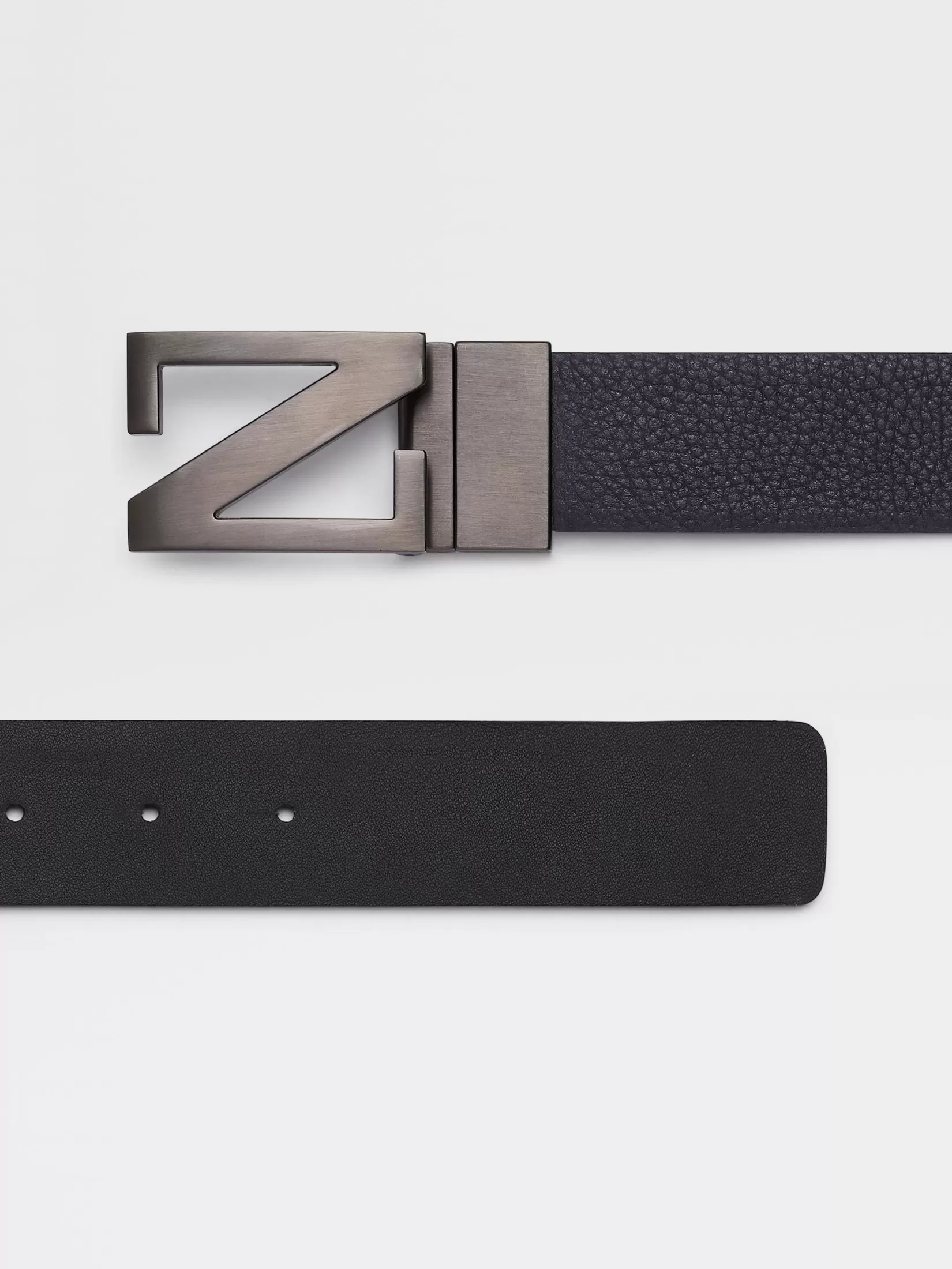 ZEGNA Belts<Navy Blue and Black Reversible Leather Belt NavyBlue/Black