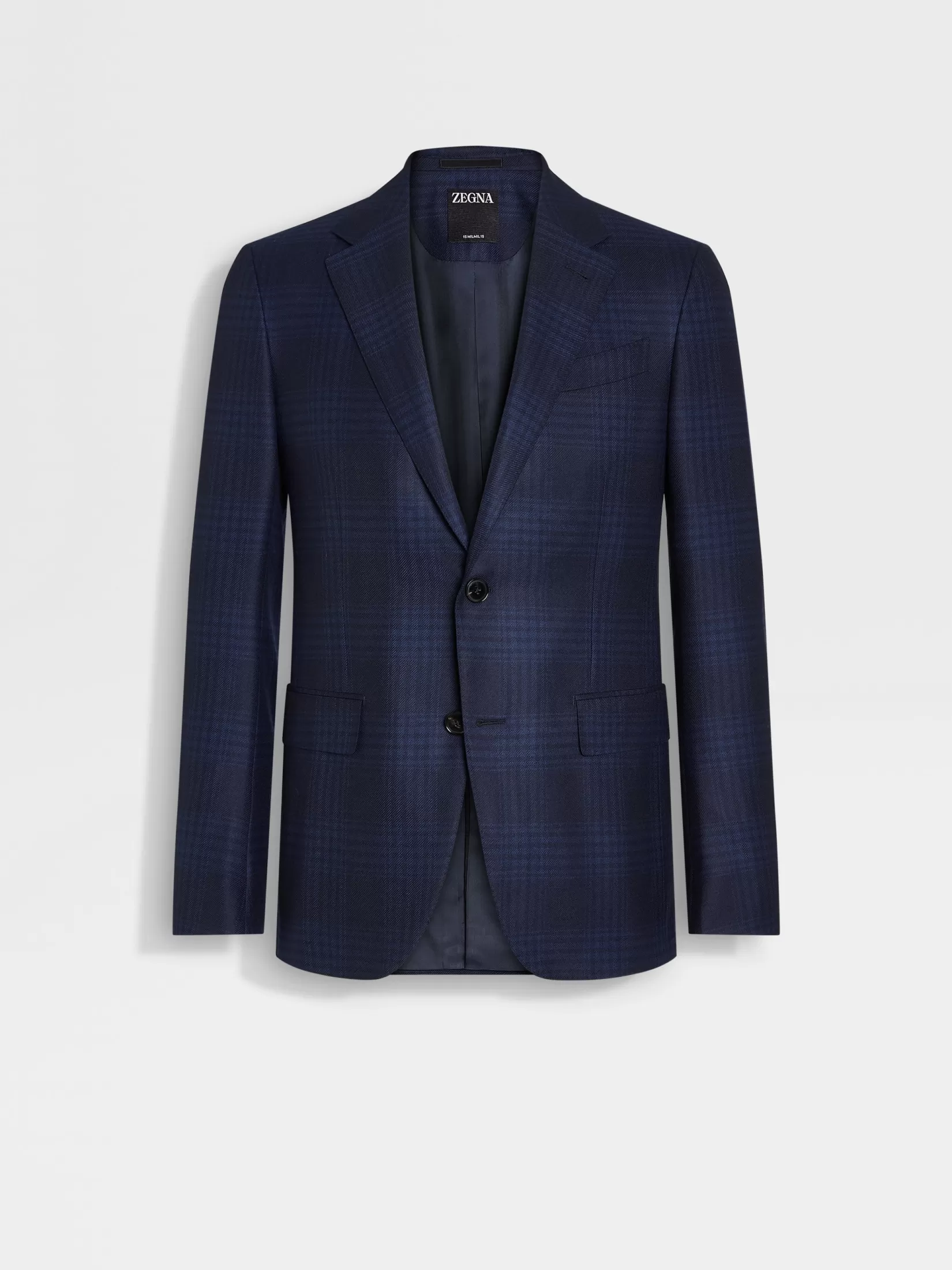 ZEGNA Blazers<Navy Blue and Blue 15milmil15 Wool Jacket NavyBlue/Blue