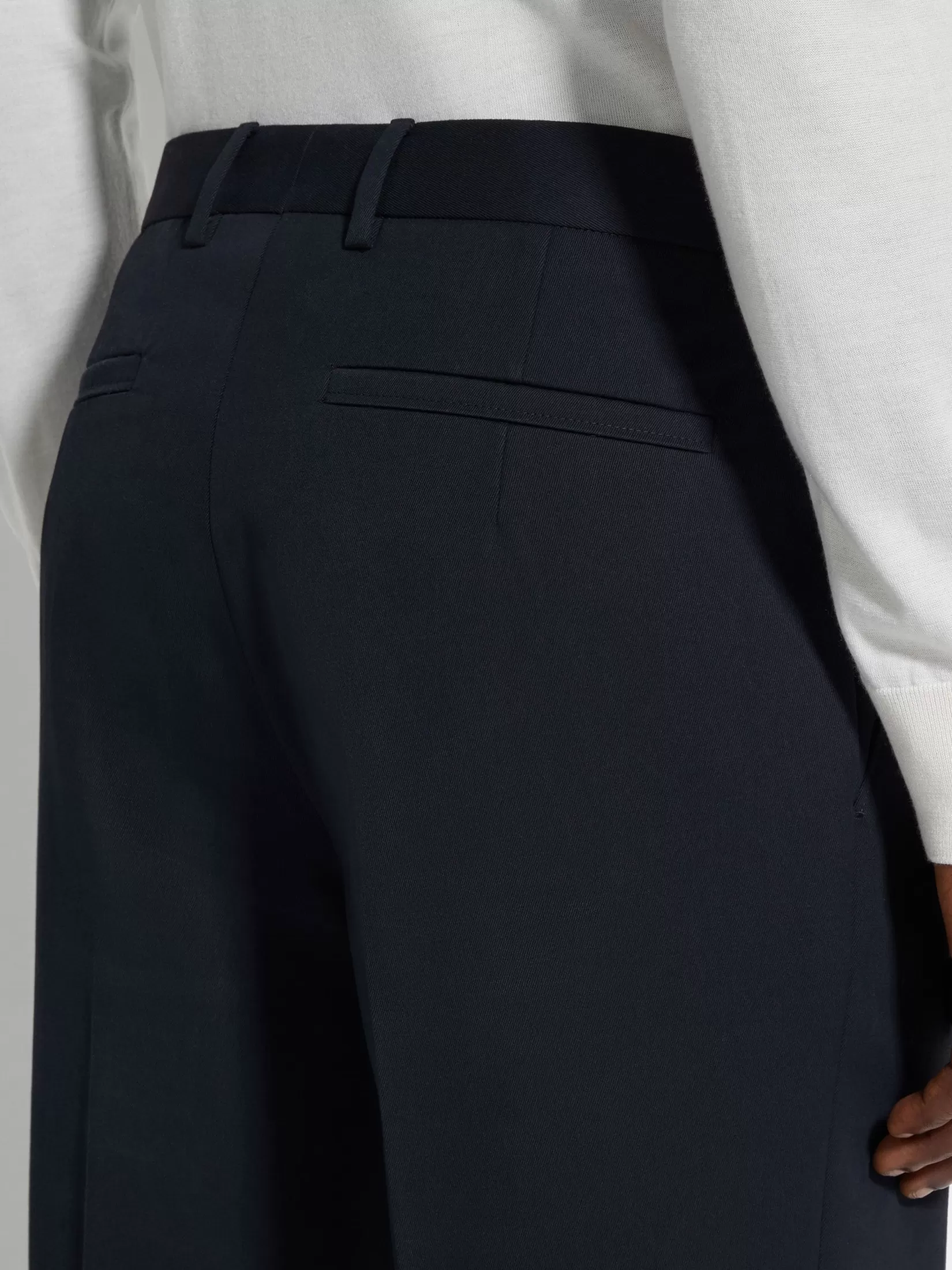 ZEGNA Pants<Navy Blue Cotton and Wool Pants NavyBlue