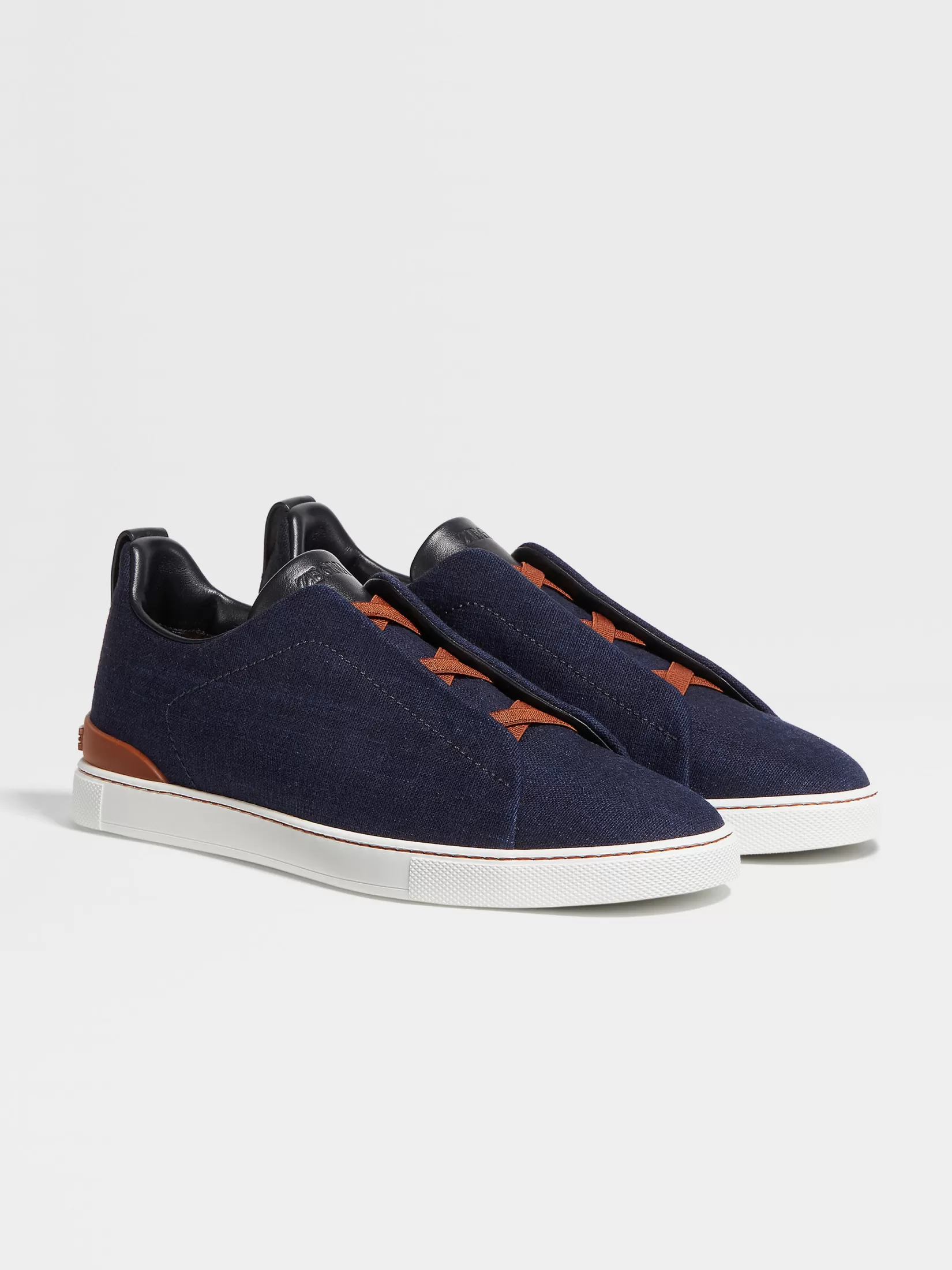 ZEGNA Sneakers<Navy Blue Cotton Denim Triple Stitch™ Sneakers NavyBlue