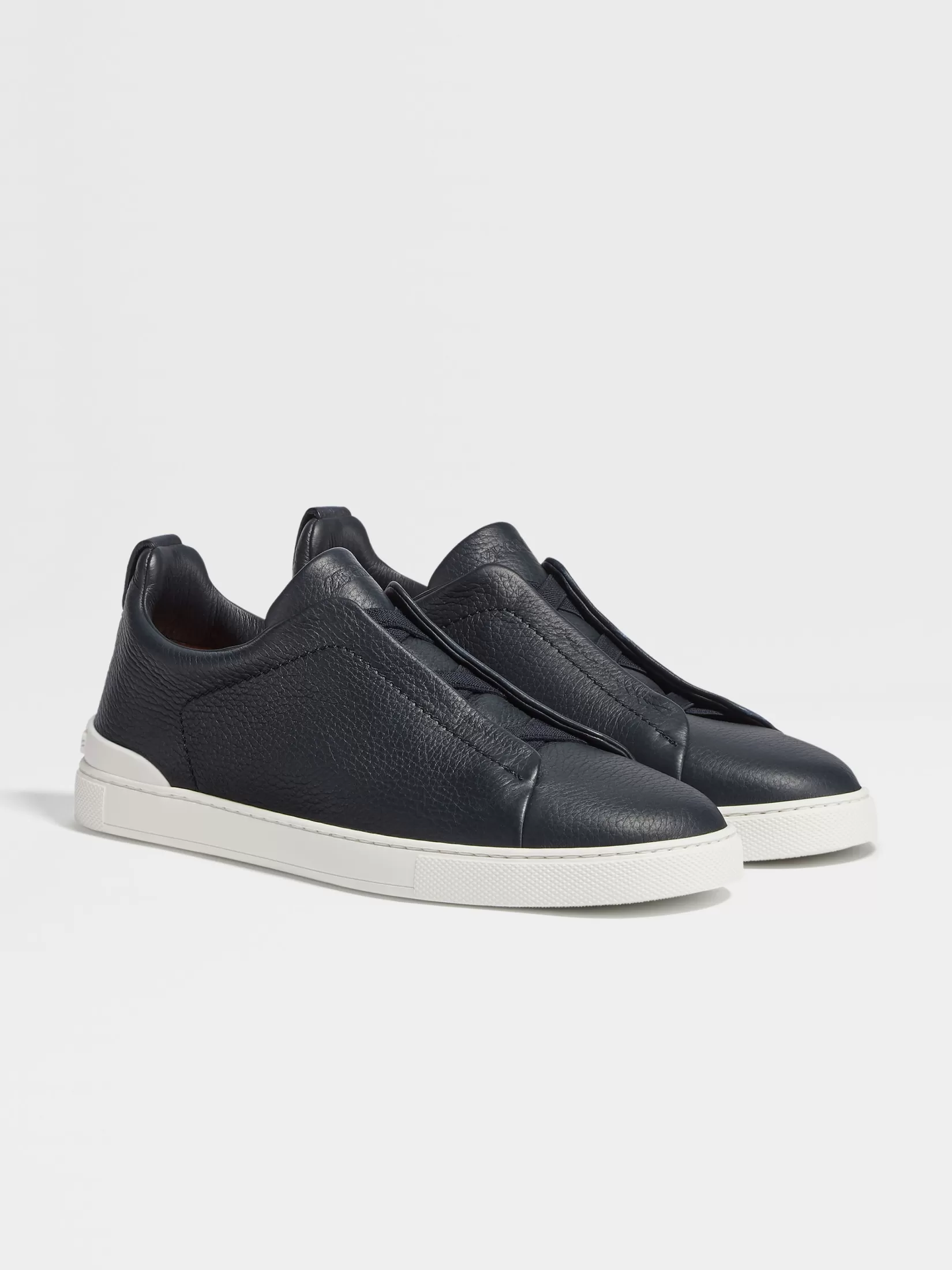 ZEGNA Sneakers<Navy Blue Deerskin Triple Stitch™ Sneakers NavyBlue