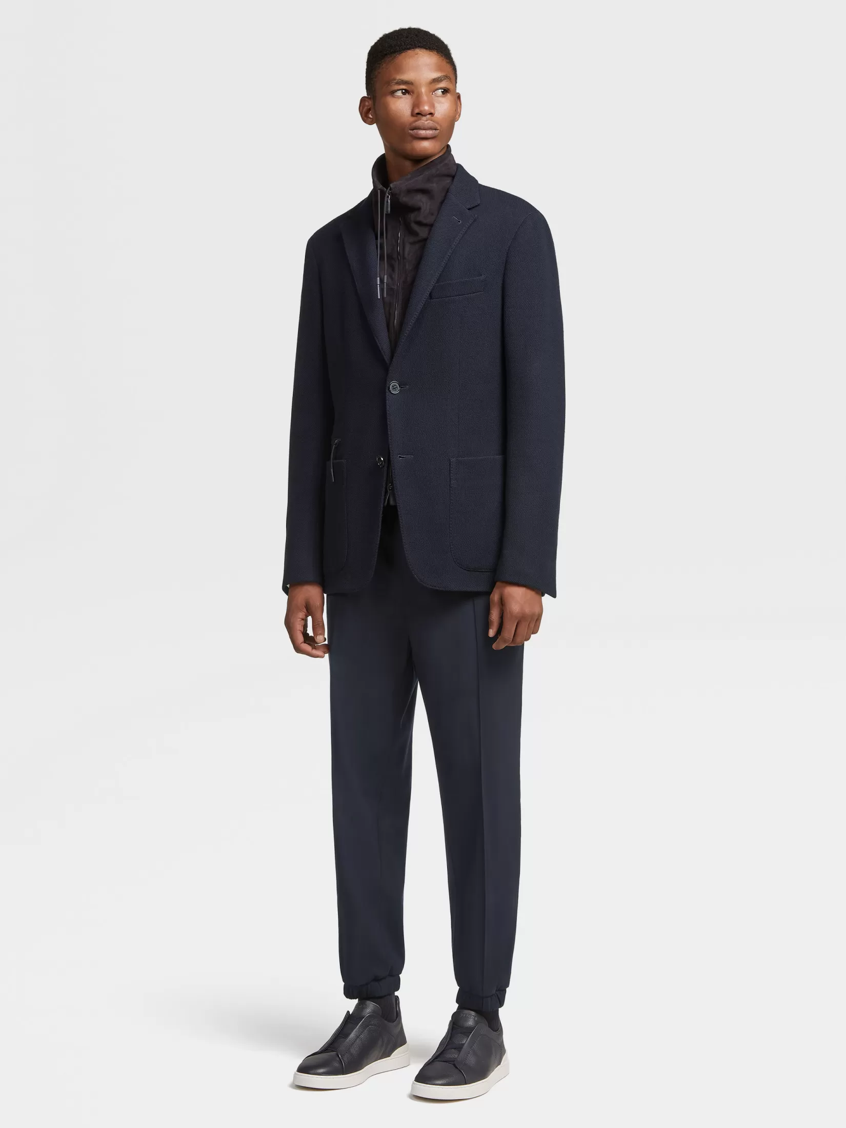 ZEGNA Blazers<Navy Blue High Performance™ Jersey Jacket NavyBlue