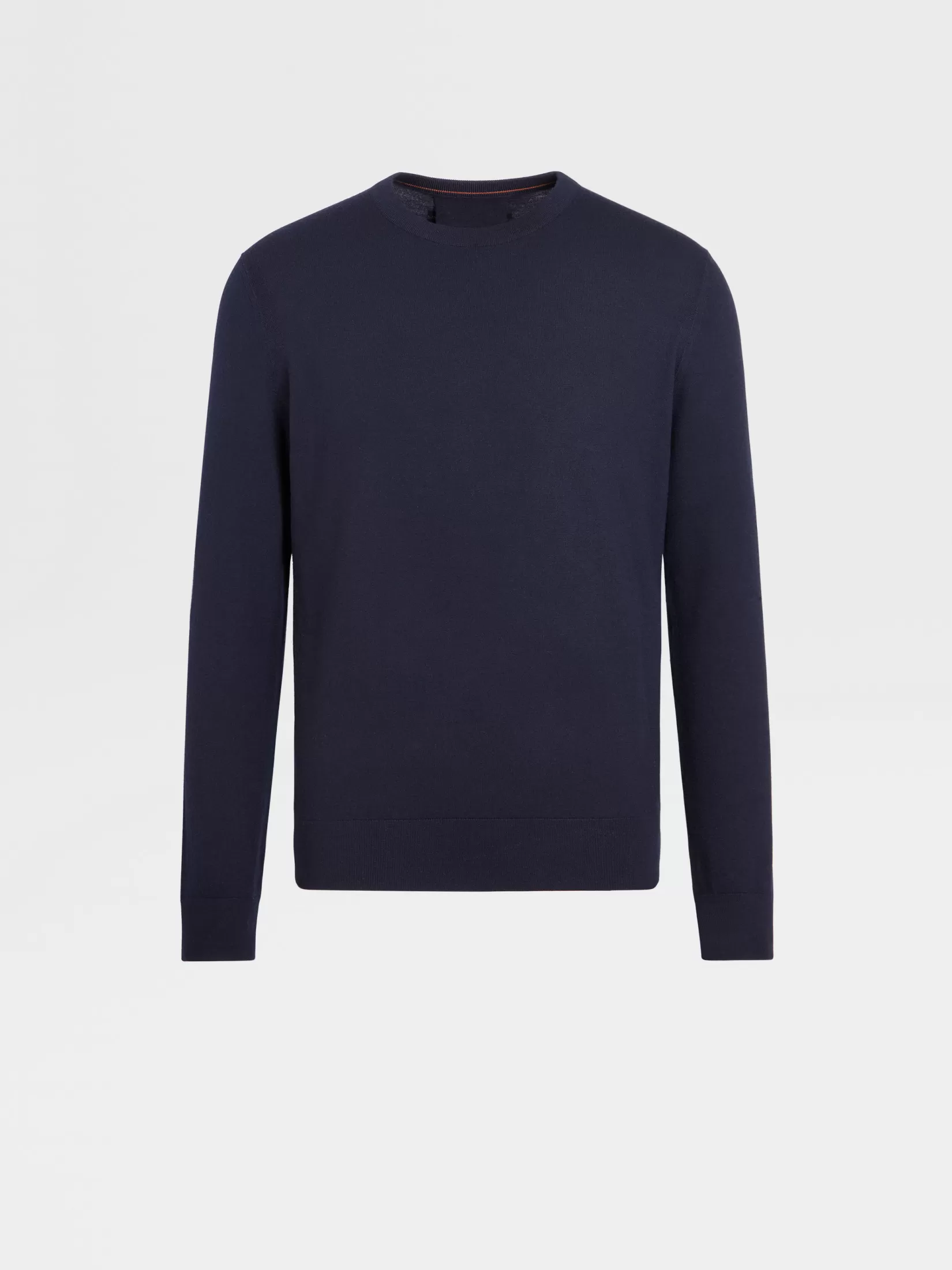 ZEGNA Sweaters<Navy Blue 12milmil12 Wool Crewneck NavyBlue