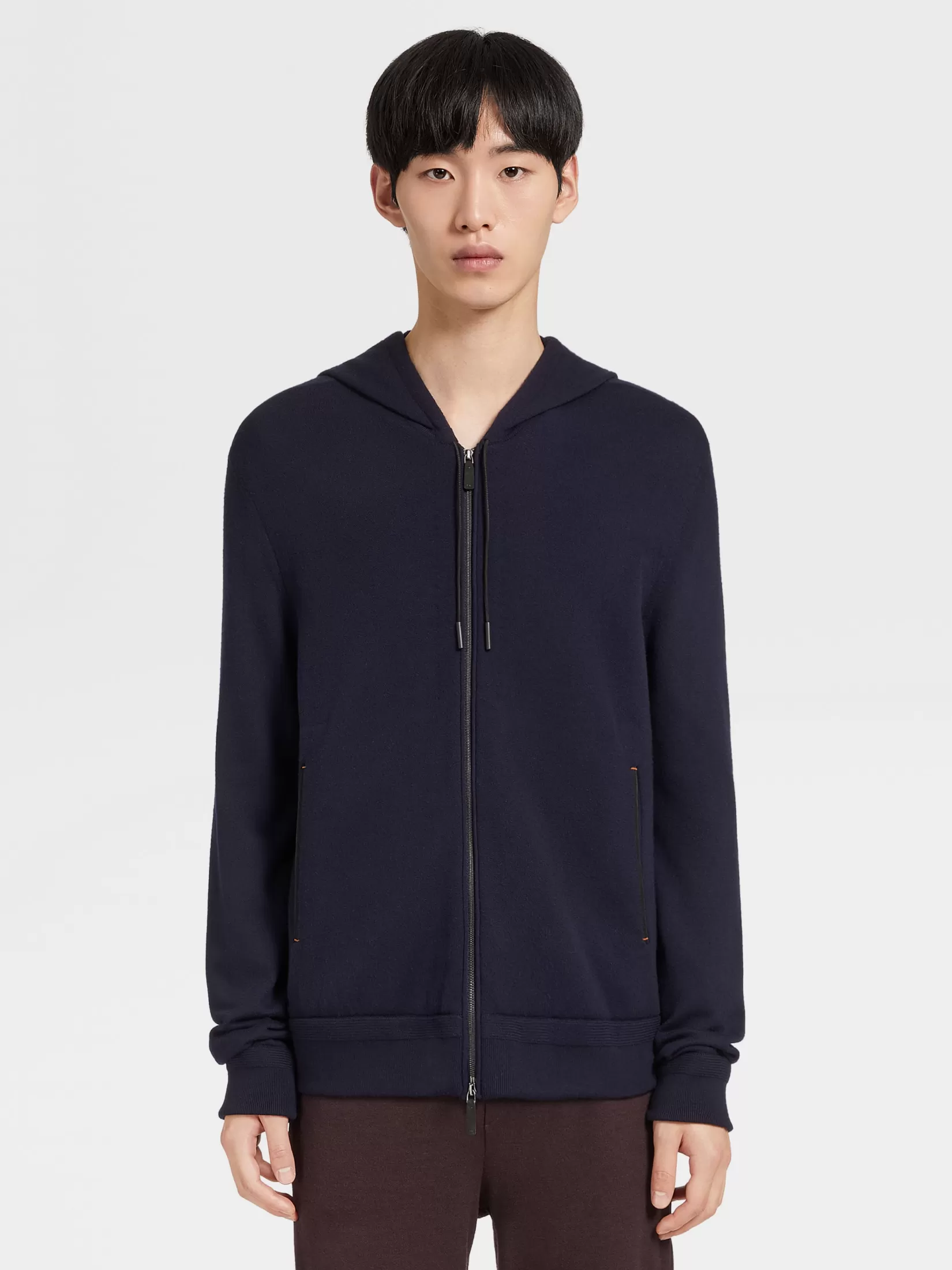 ZEGNA Joggers And Sweatshirts | Sweaters<Navy Blue 12milmil12 Wool Full Zip Hoodie NavyBlue