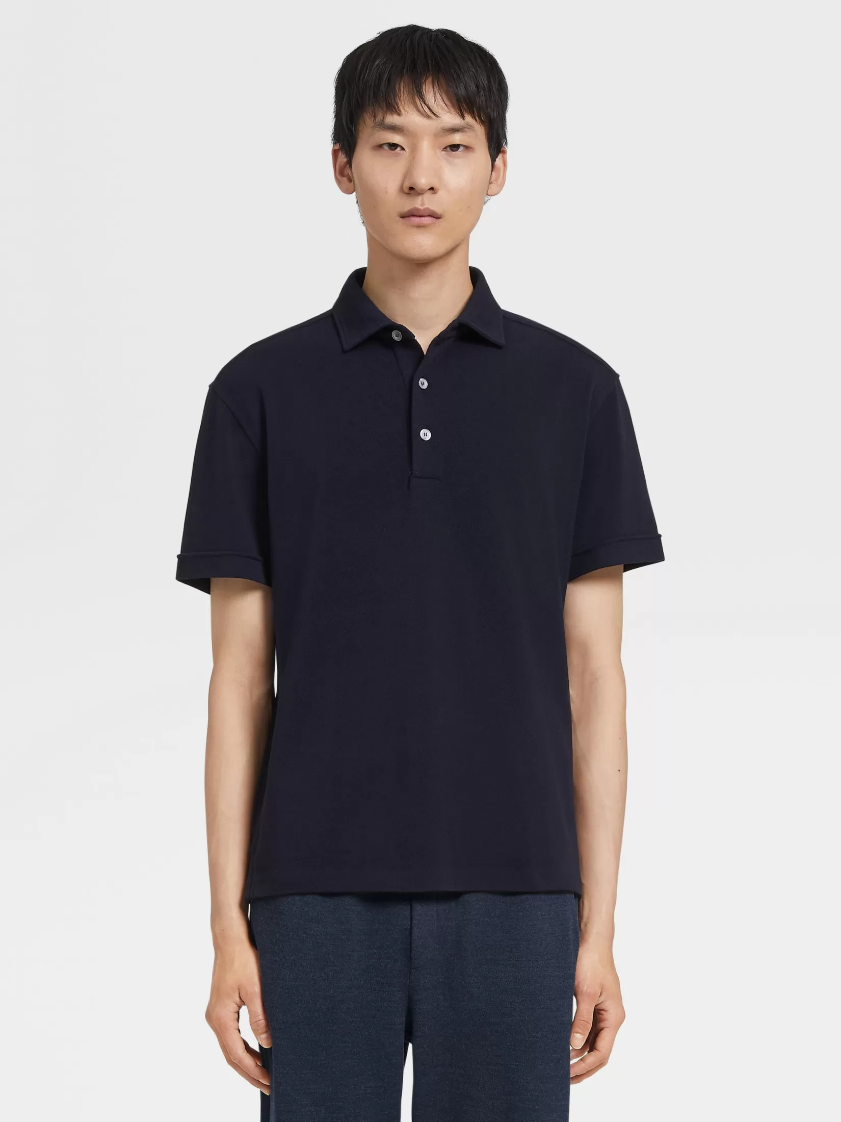 ZEGNA Polo Shirts<Navy Blue 12milmil12 Wool Polo Shirt NavyBlue