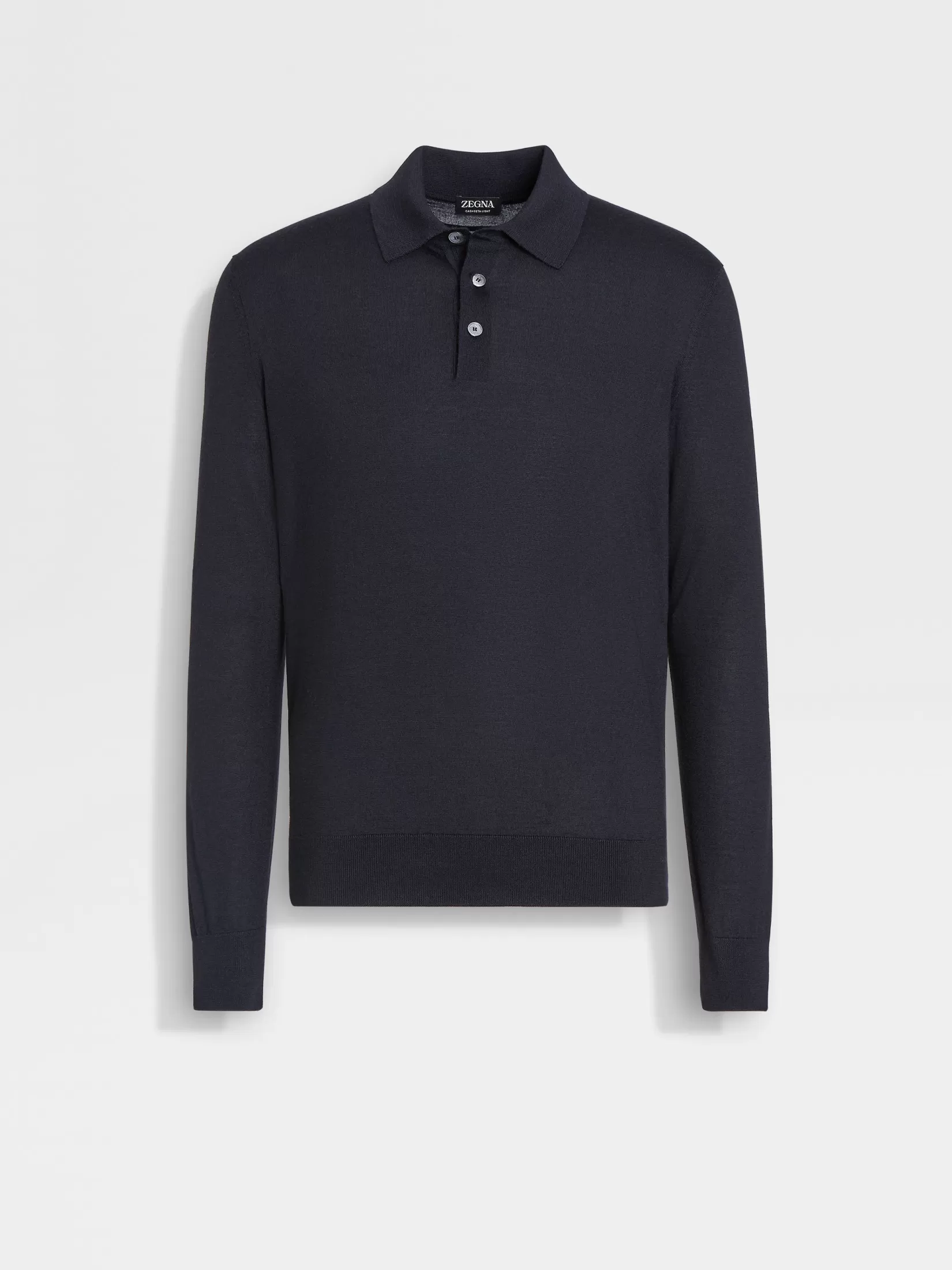 ZEGNA Sweaters<Navy Blue Mélange Cashseta Polo Shirt NavyBlueMélange