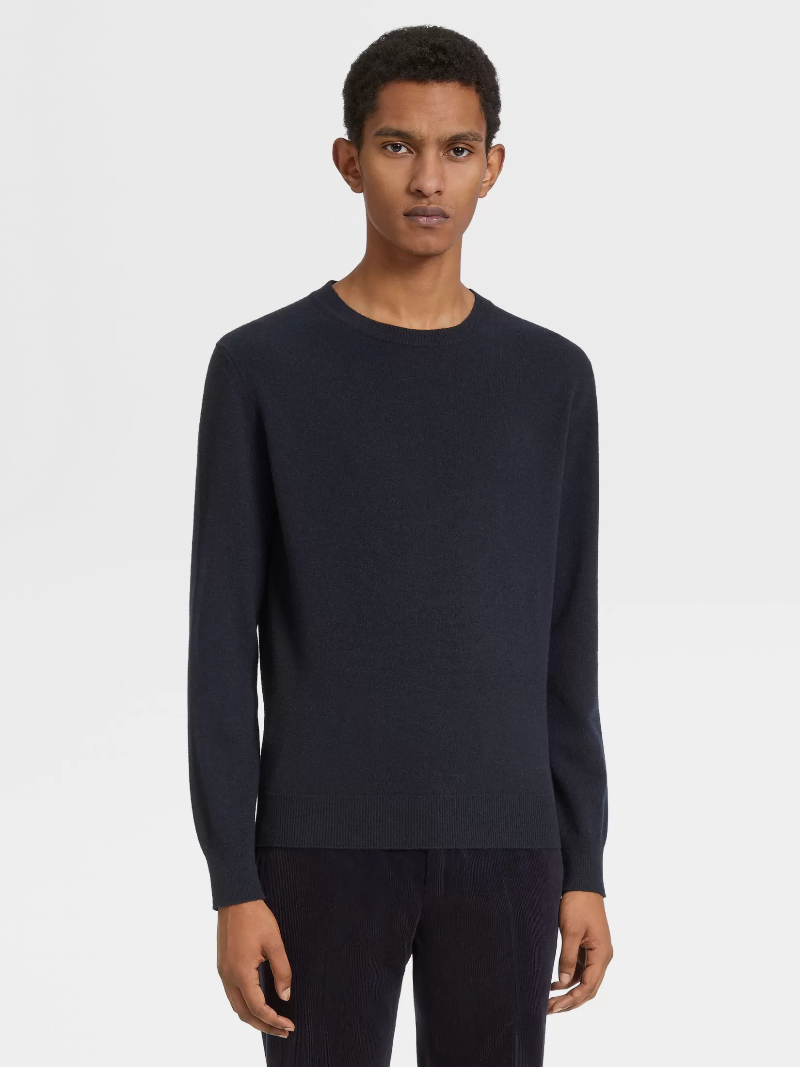 ZEGNA Sweaters<Navy Blue Mélange Oasi Cashmere Crewneck NavyBlueMélange