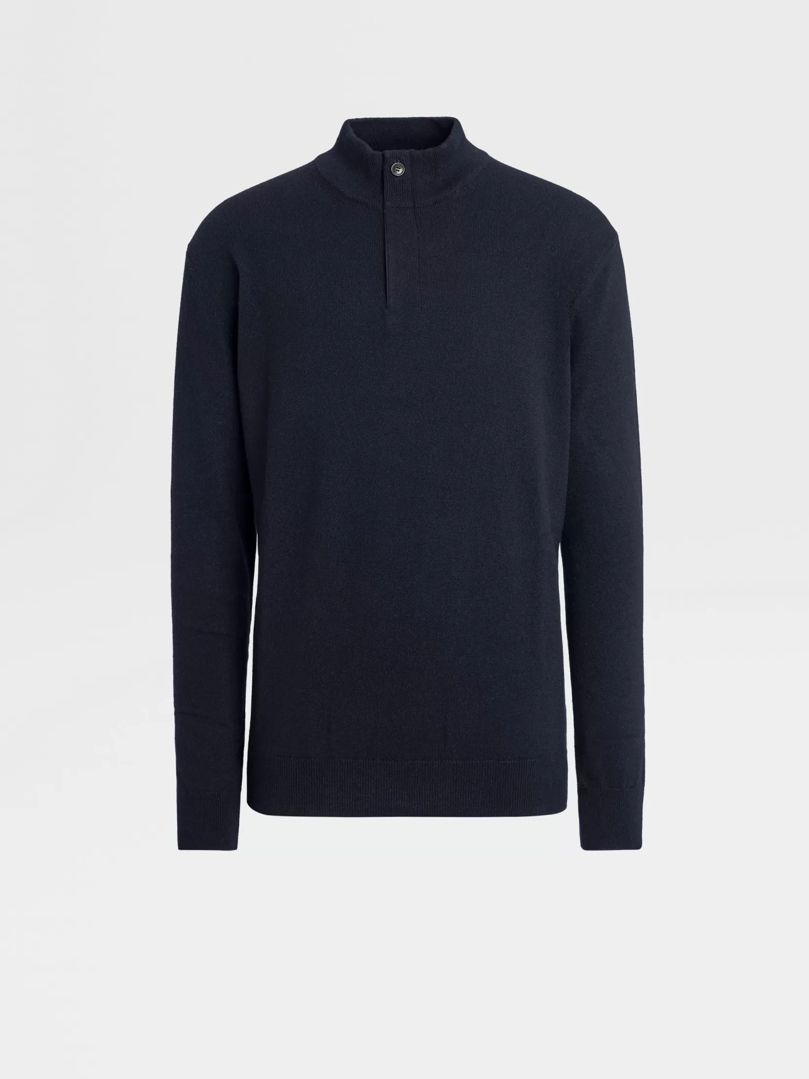 ZEGNA Sweaters<Navy Blue Mélange Oasi Cashmere Zip Mock Neck Sweater NavyBlueMélange