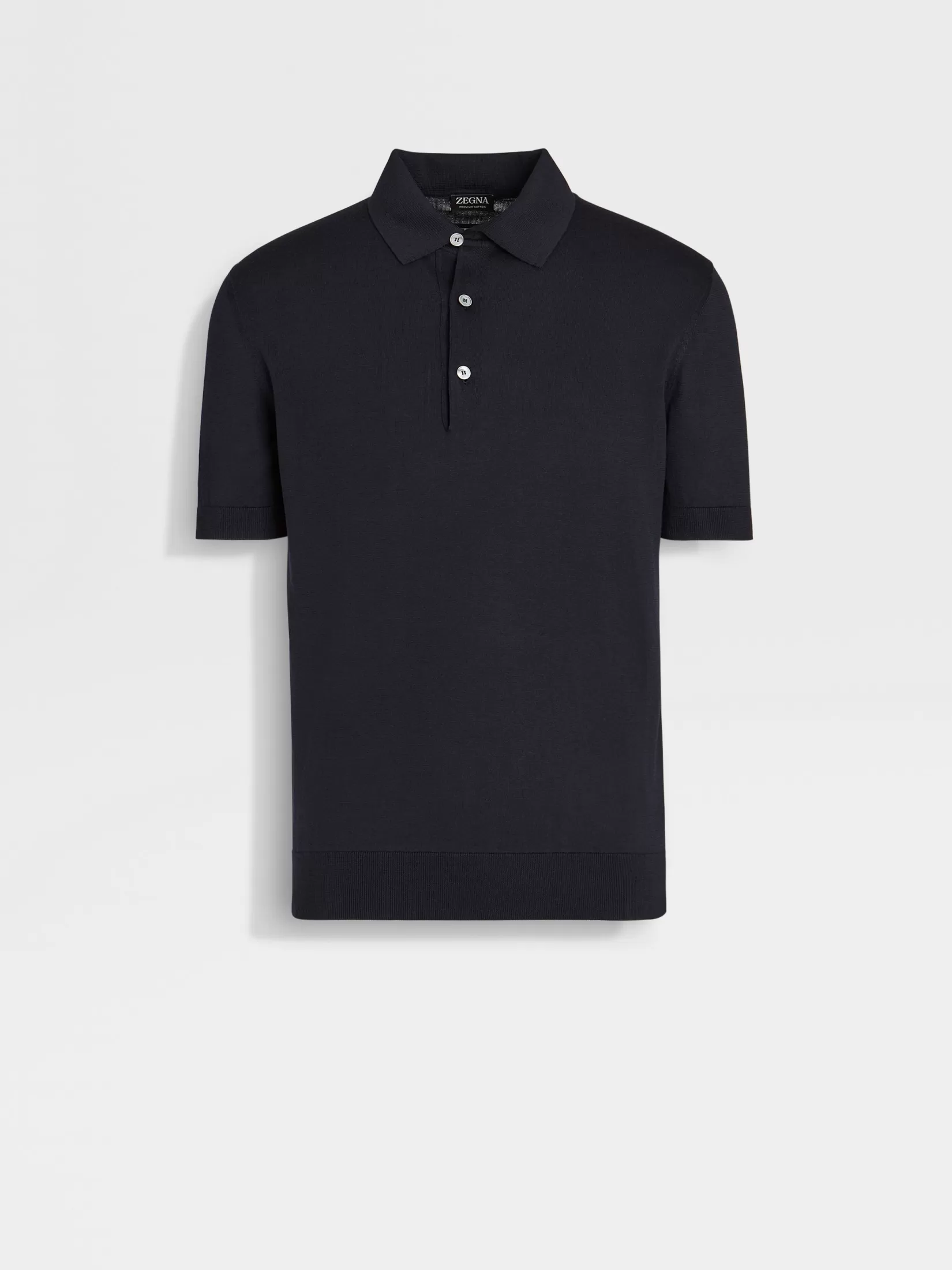 ZEGNA Sweaters<Navy Blue Premium Cotton Polo Shirt NavyBlue