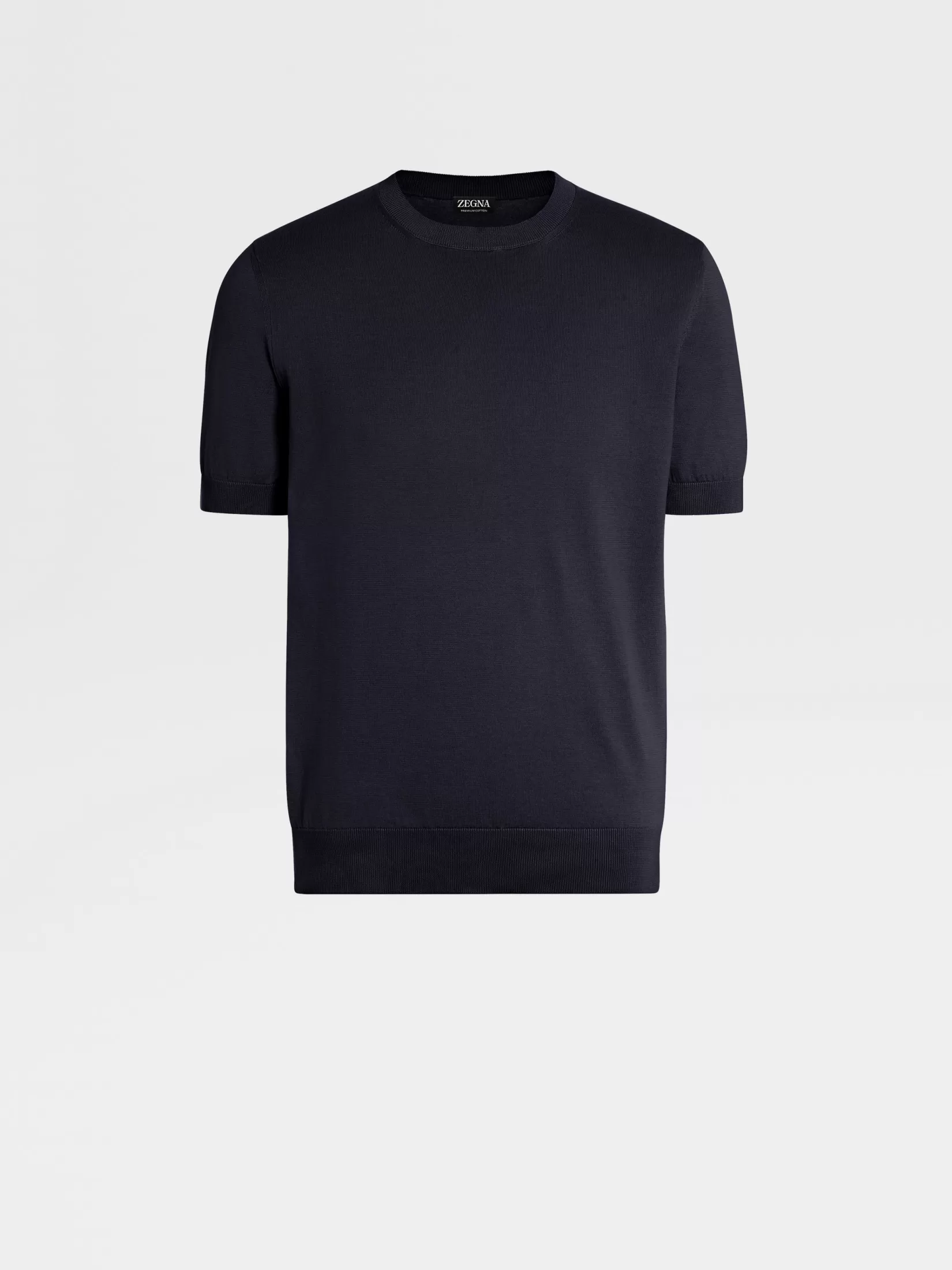 ZEGNA T-Shirts | Sweaters<Navy Blue Premium Cotton T-shirt NavyBlue