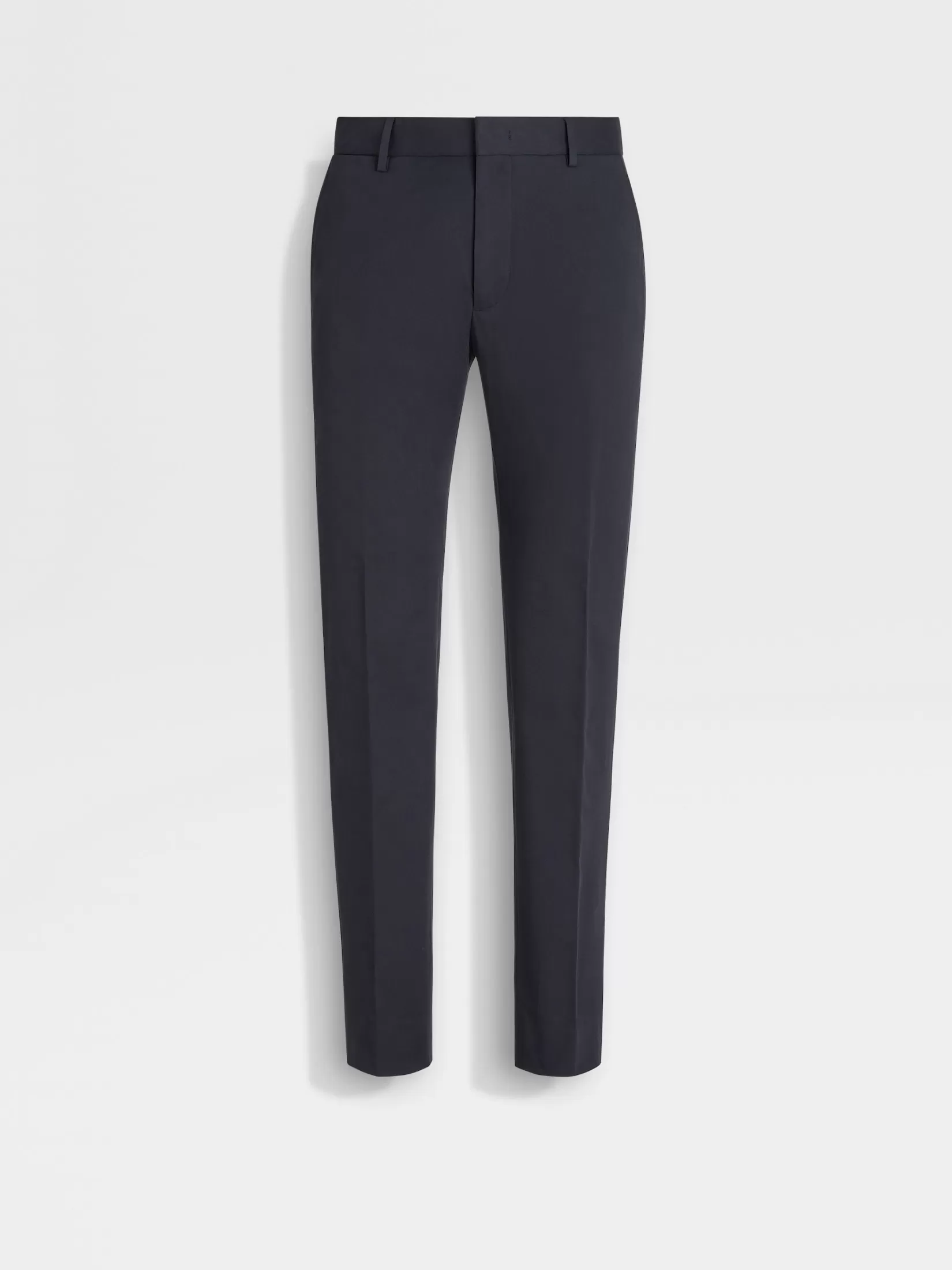 ZEGNA Pants<Navy Blue Stretch Cotton Pants NavyBlue