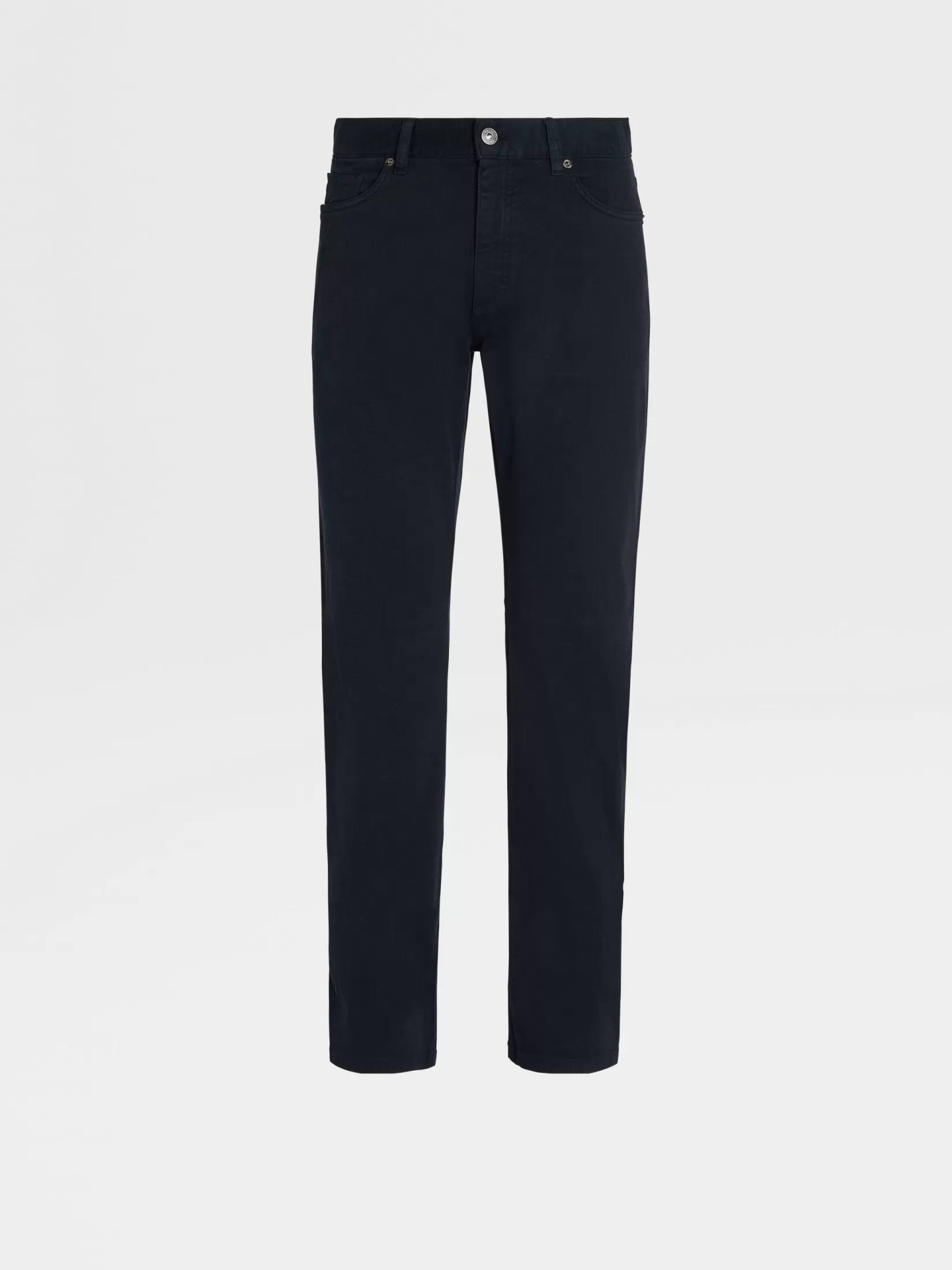 ZEGNA Jeans<Navy Blue Stretch Cotton Roccia Jeans NavyBlue