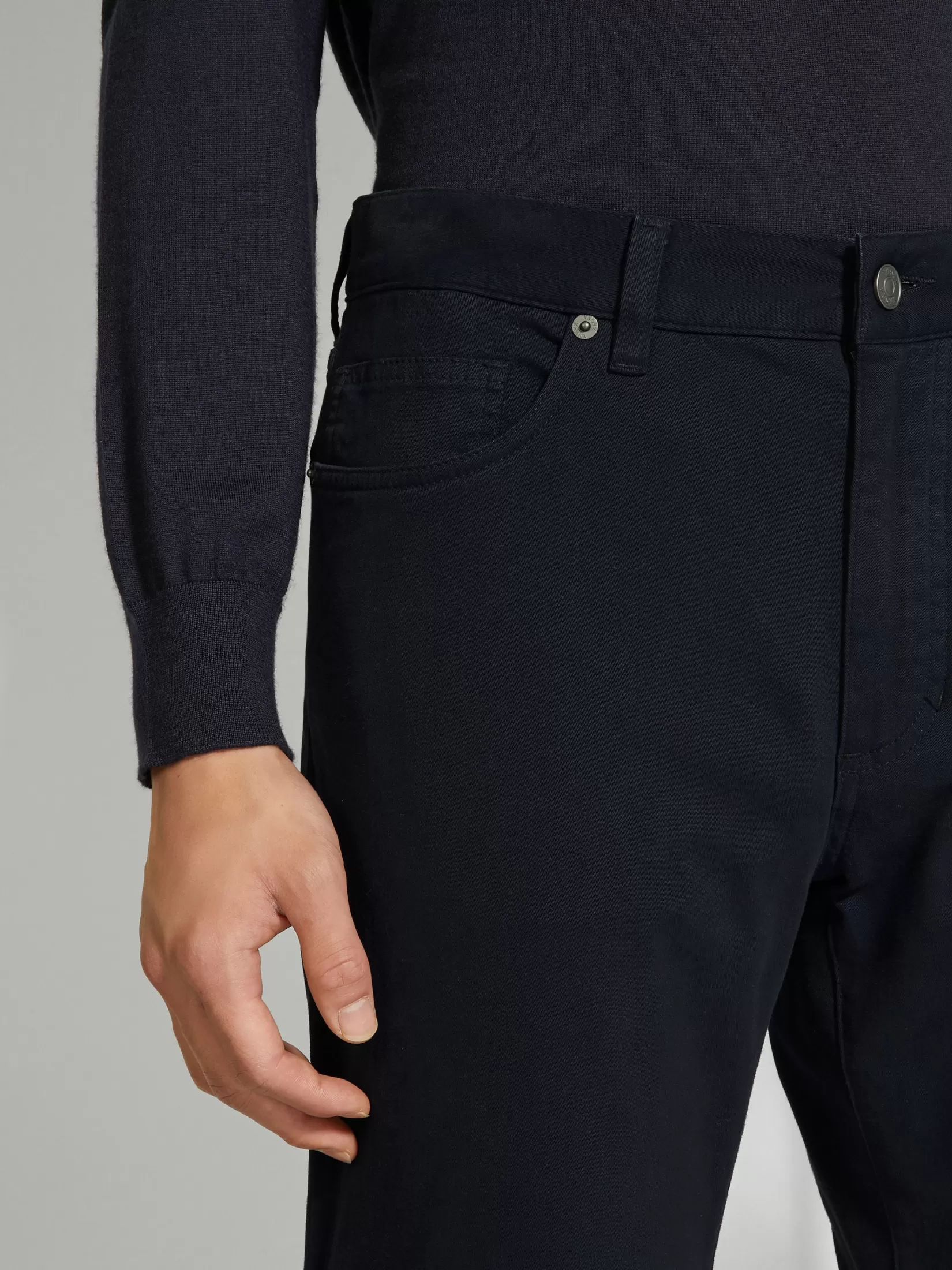 ZEGNA Jeans<Navy Blue Stretch Cotton Roccia Jeans NavyBlue