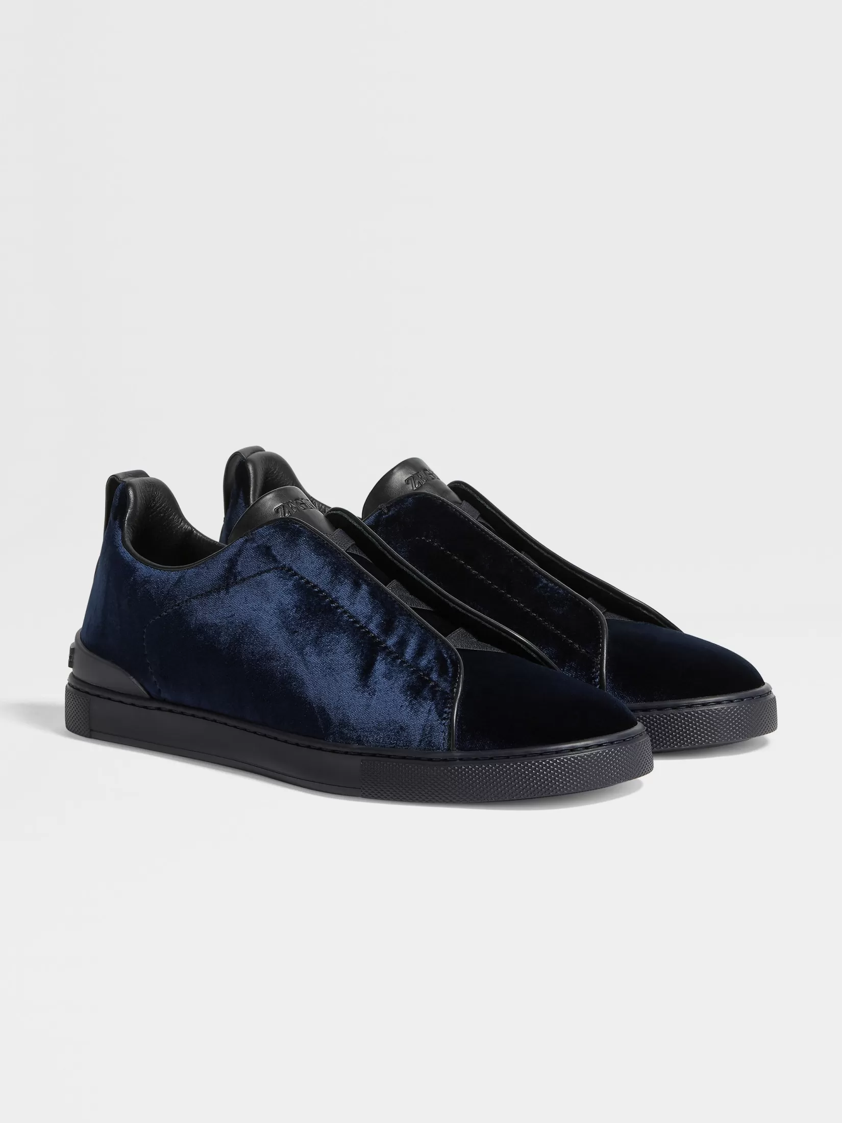 ZEGNA Sneakers<Navy Blue Velvet Triple Stitch™ Sneakers NavyBlue