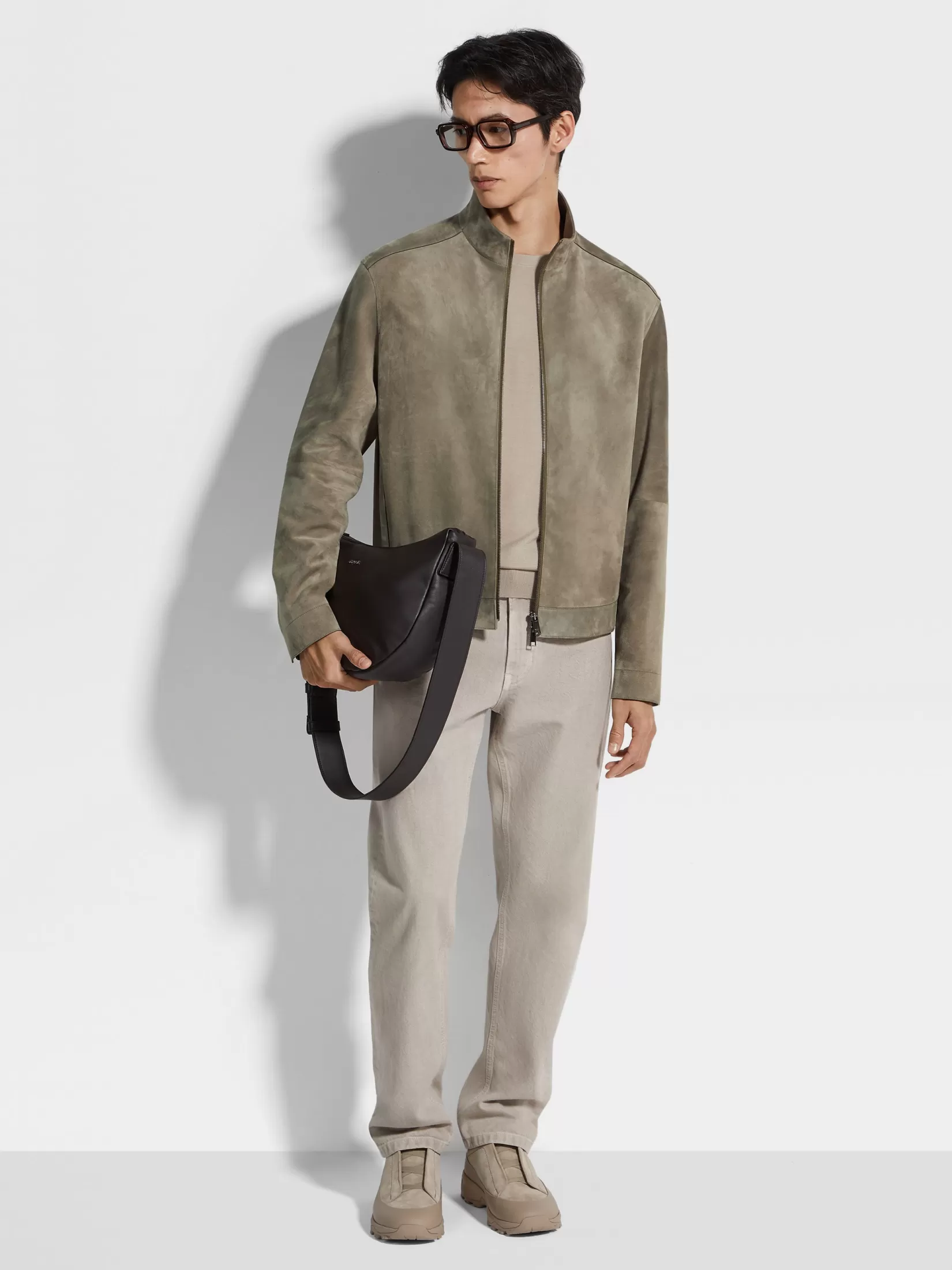 ZEGNA Jackets And Coats<Nubuck Blouson Khaki