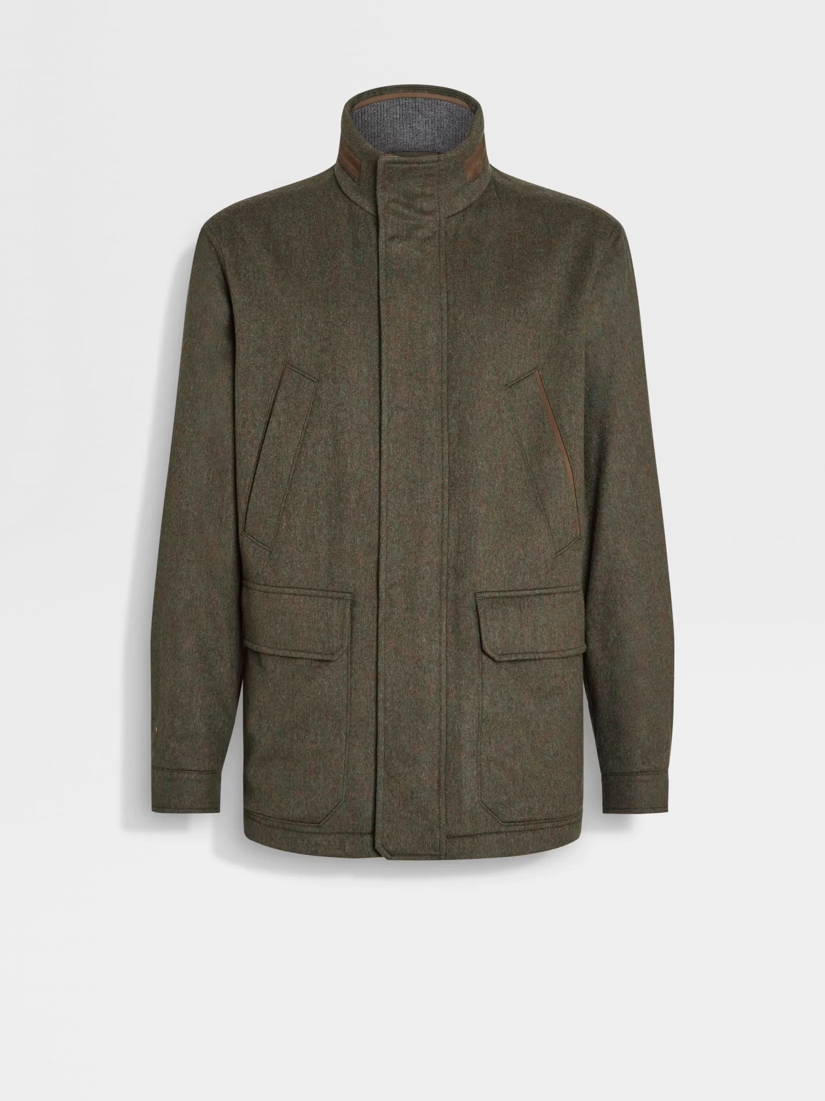 ZEGNA Jackets And Coats<Oasi Cashmere Elements Car Coat ArmyGreenMultimélange