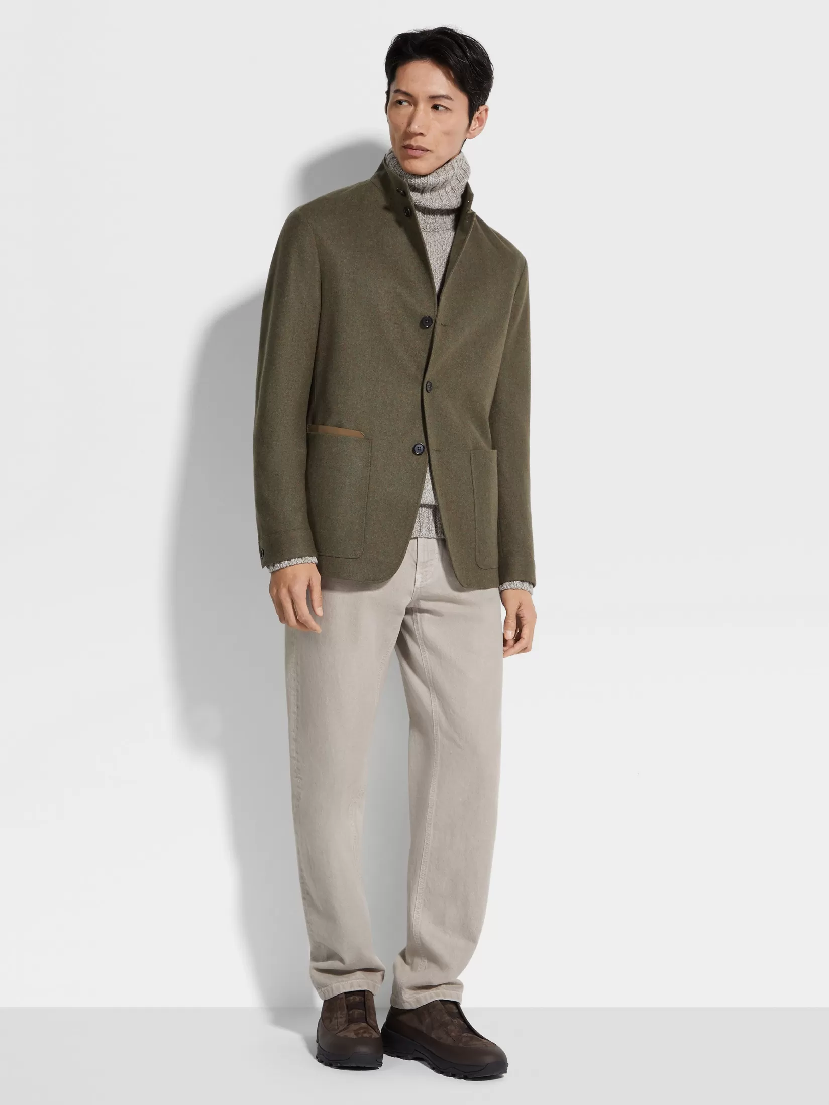 ZEGNA Travel In Style | Overshirts And Chore Jackets<Oasi Cashmere Il Conte Jacket ArmyGreenMultimélange