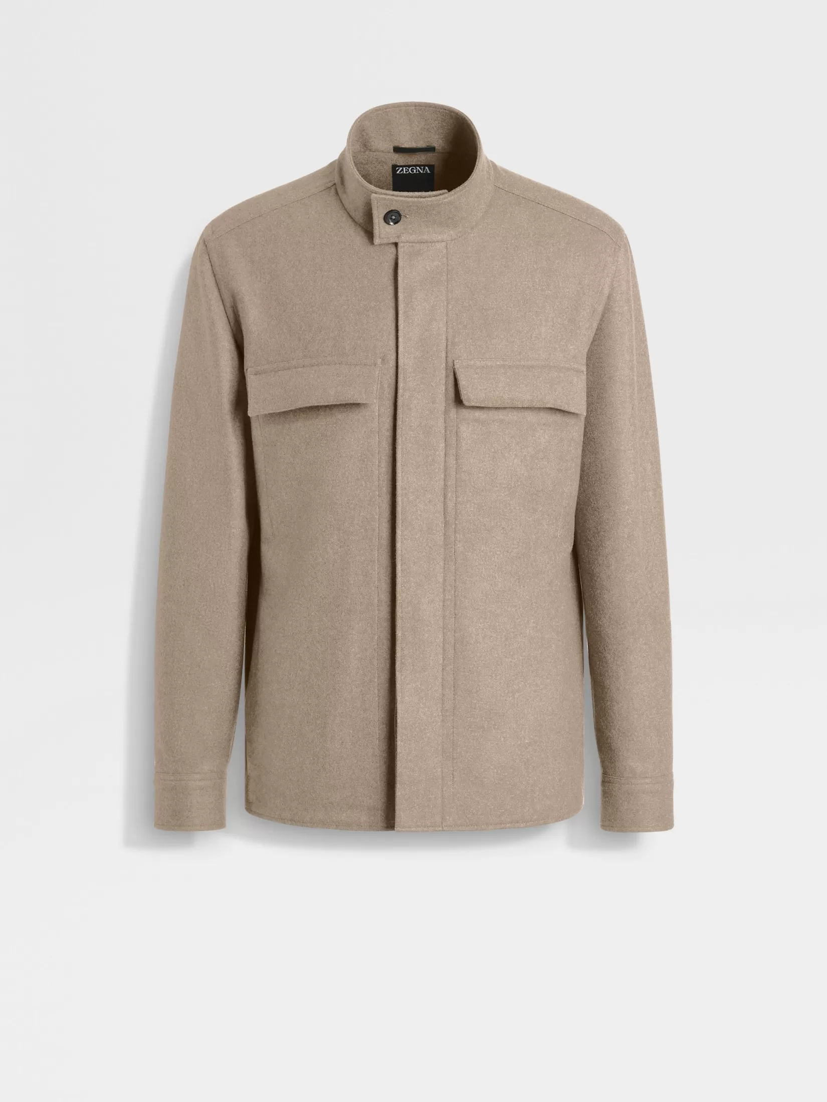 ZEGNA Travel In Style | Overshirts And Chore Jackets<Oasi Cashmere Overshirt LightTaupeMultimélange